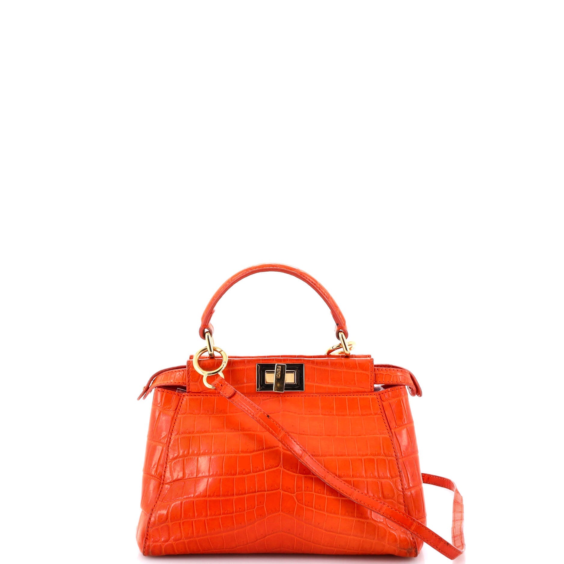 Pre-Loved Fendi Peekaboo Bag Crocodile Mini - Image 3