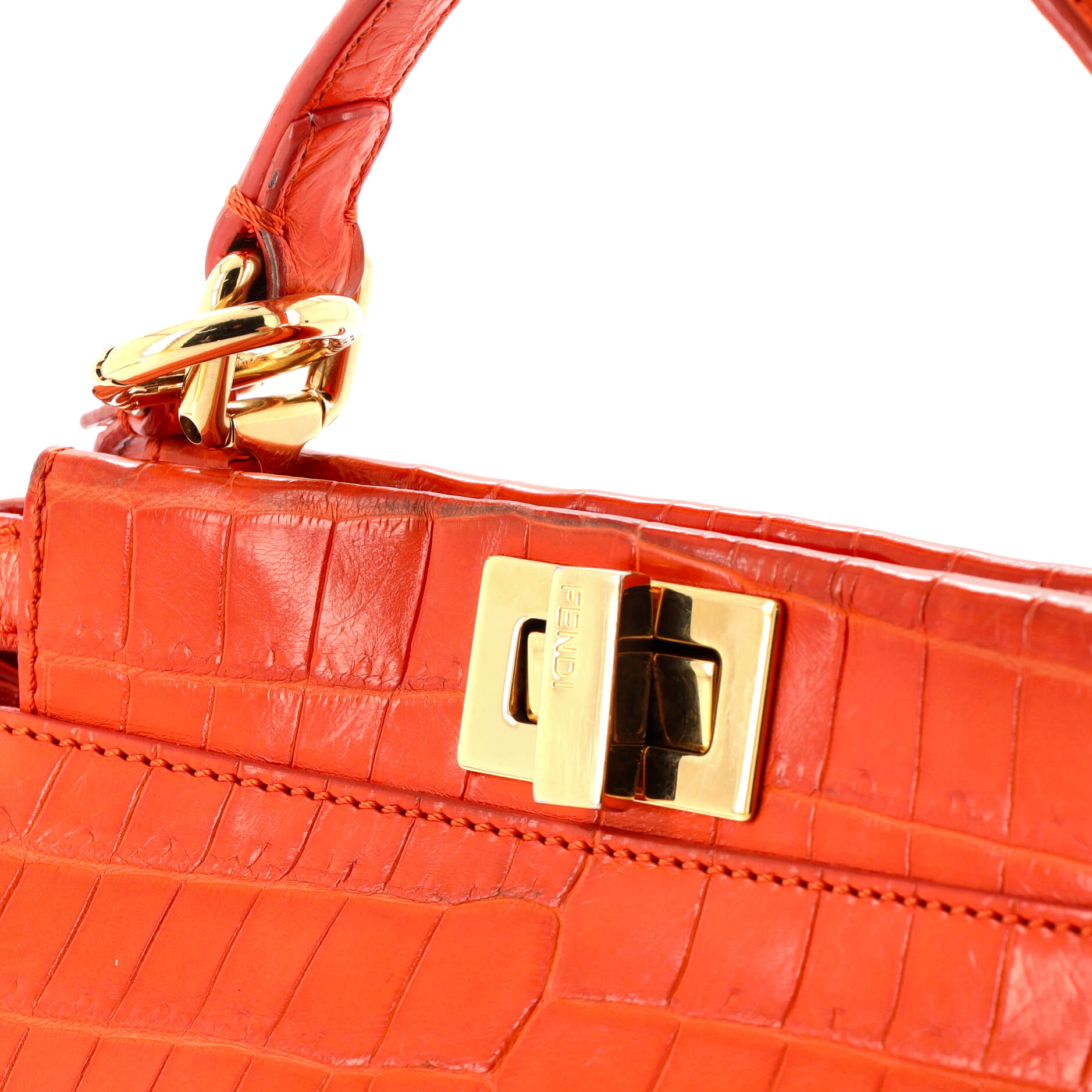 Pre-Loved Fendi Peekaboo Bag Crocodile Mini - Image 8