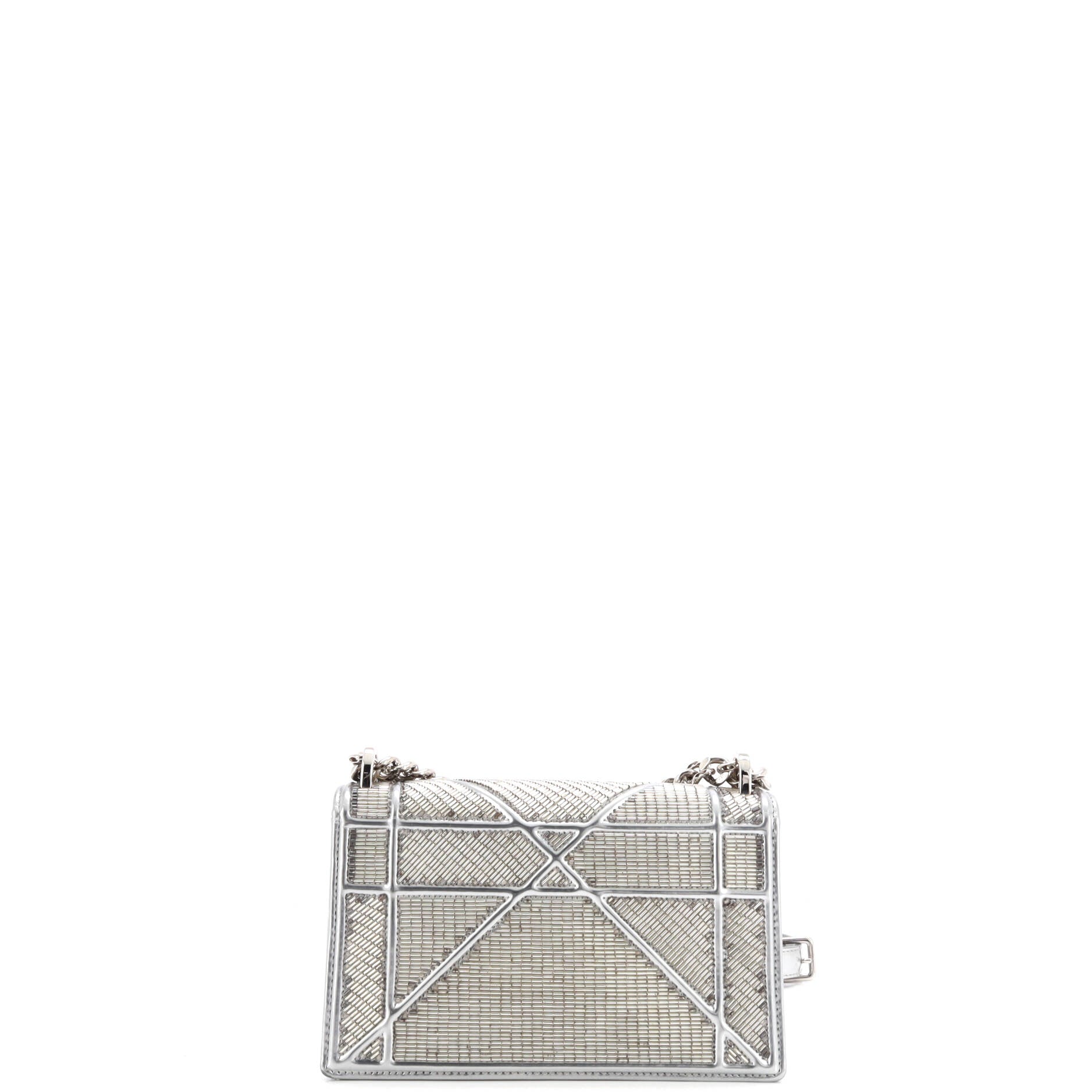 Pre-Loved Christian Dior Diorama Flap Bag Beaded Leather Small - Image 3