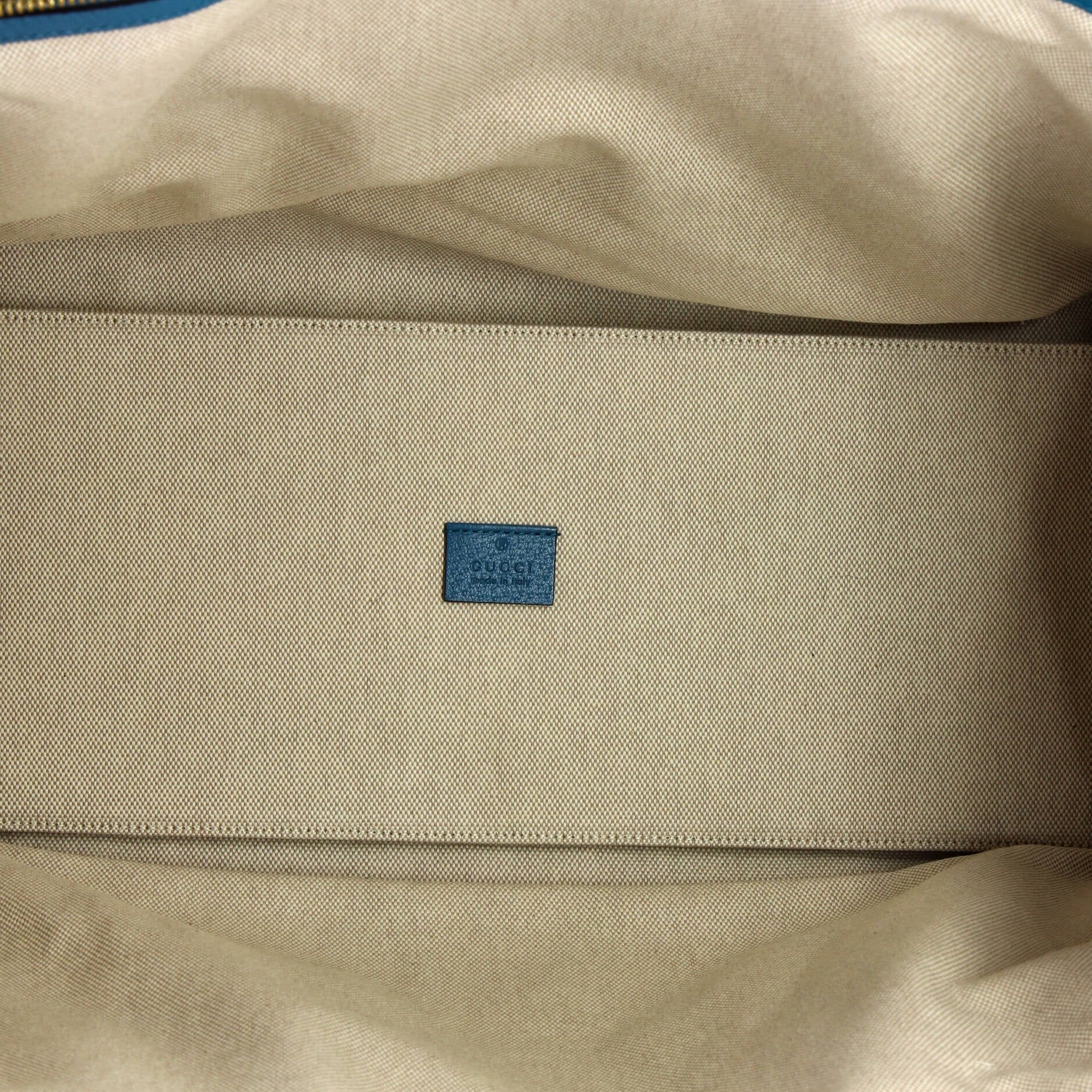 Pre-Loved Gucci Getaways Convertible Open Tote Embroidered Woven Fabric Large - Image 5