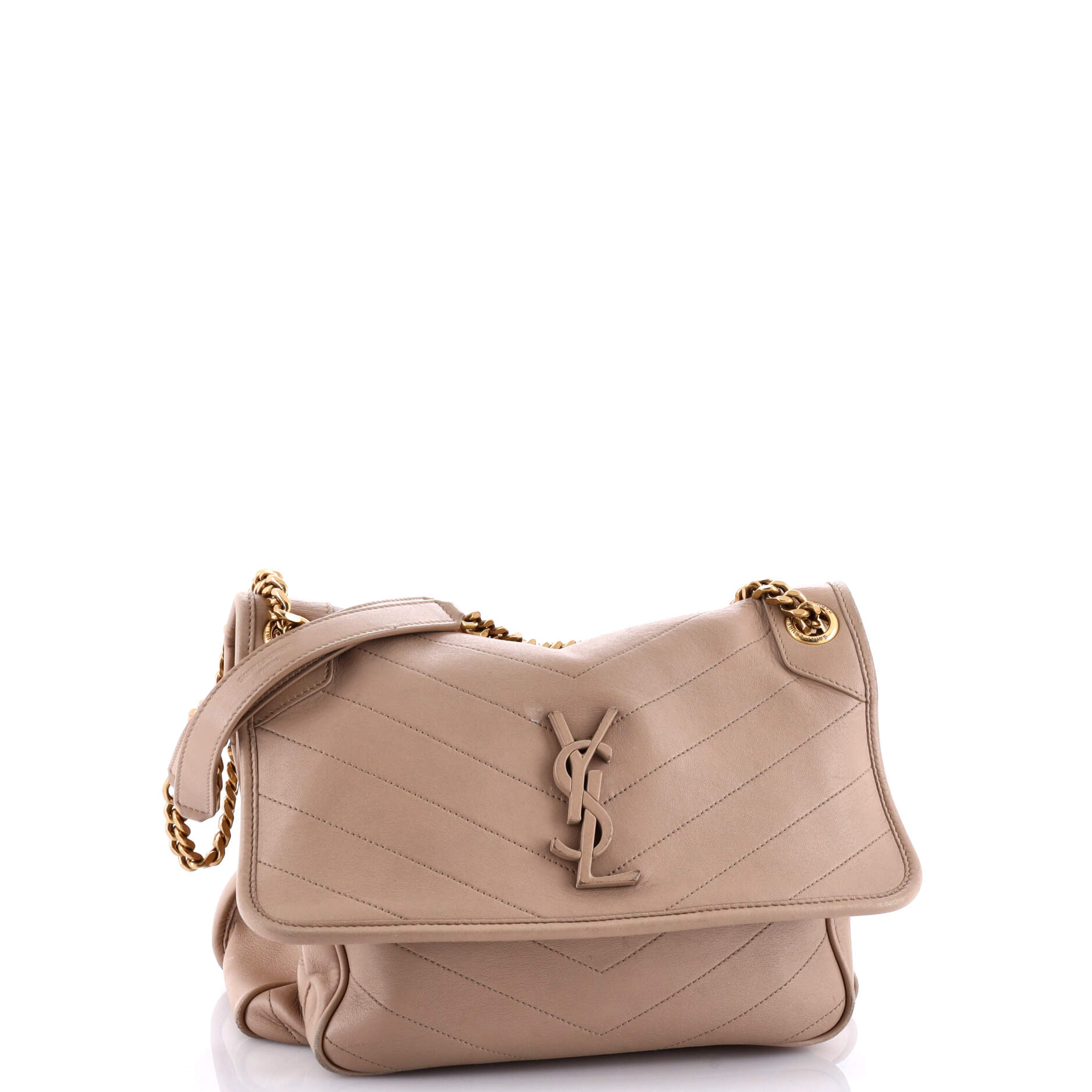 Pre-Loved Saint Laurent Niki Chain Flap Bag Matelasse Chevron Leather Medium - Image 2