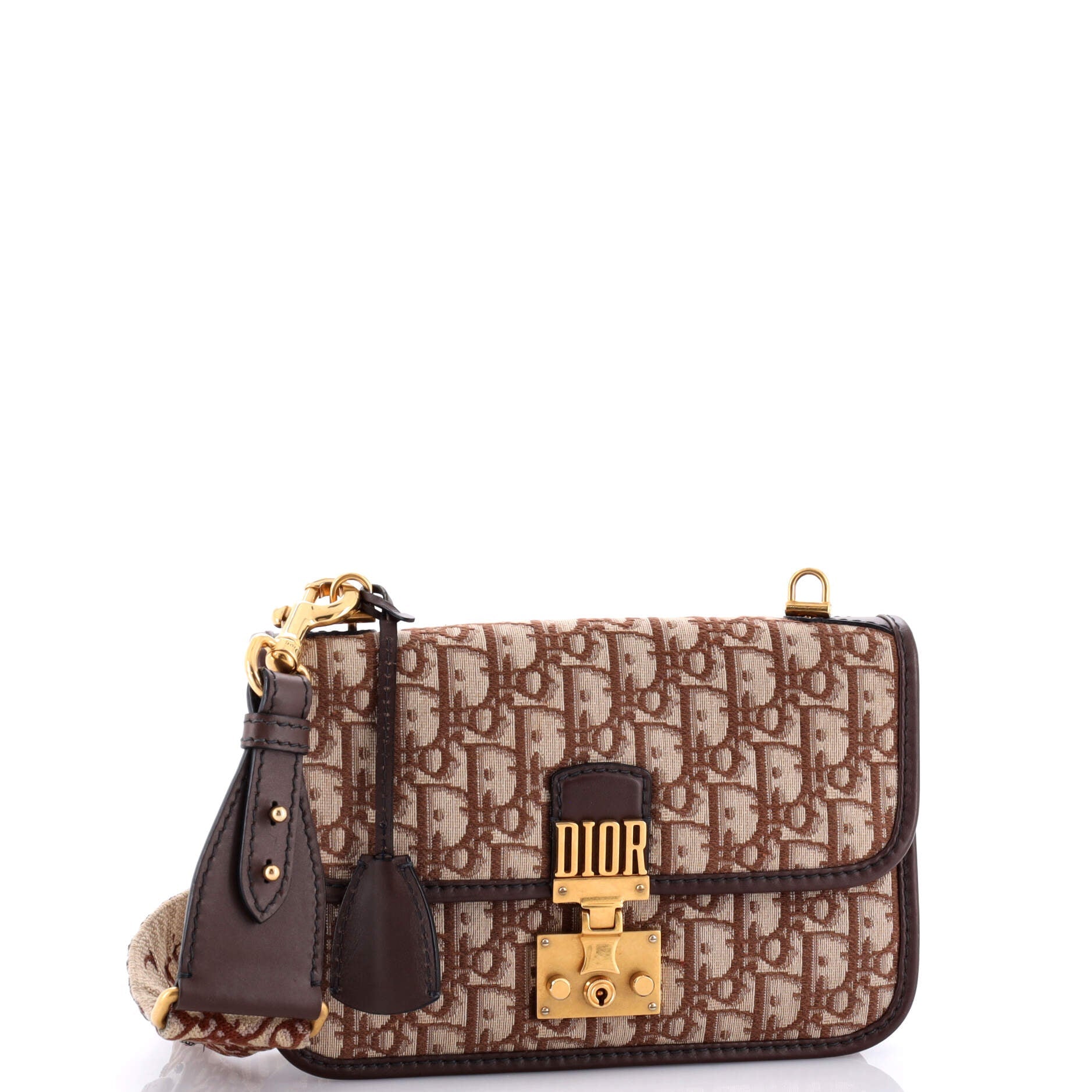 Pre-Loved Christian Dior Dioraddict Flap Bag with Strap Oblique Canvas Medium - Image 2