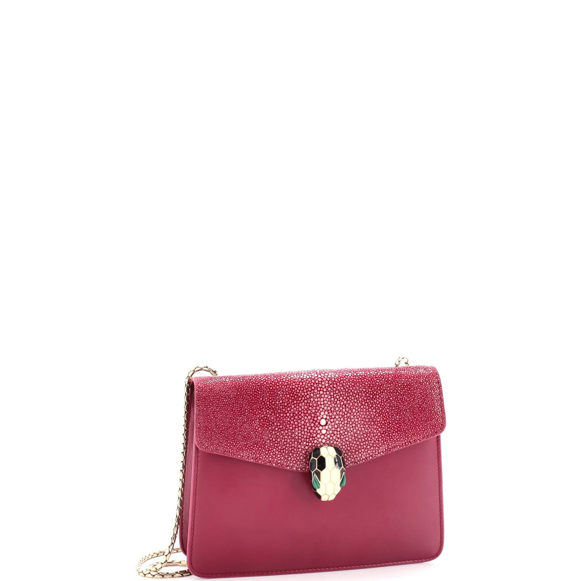 Pre-Loved Bvlgari Serpenti Forever Square Shoulder Bag Leather and Stingray Small - Image 2