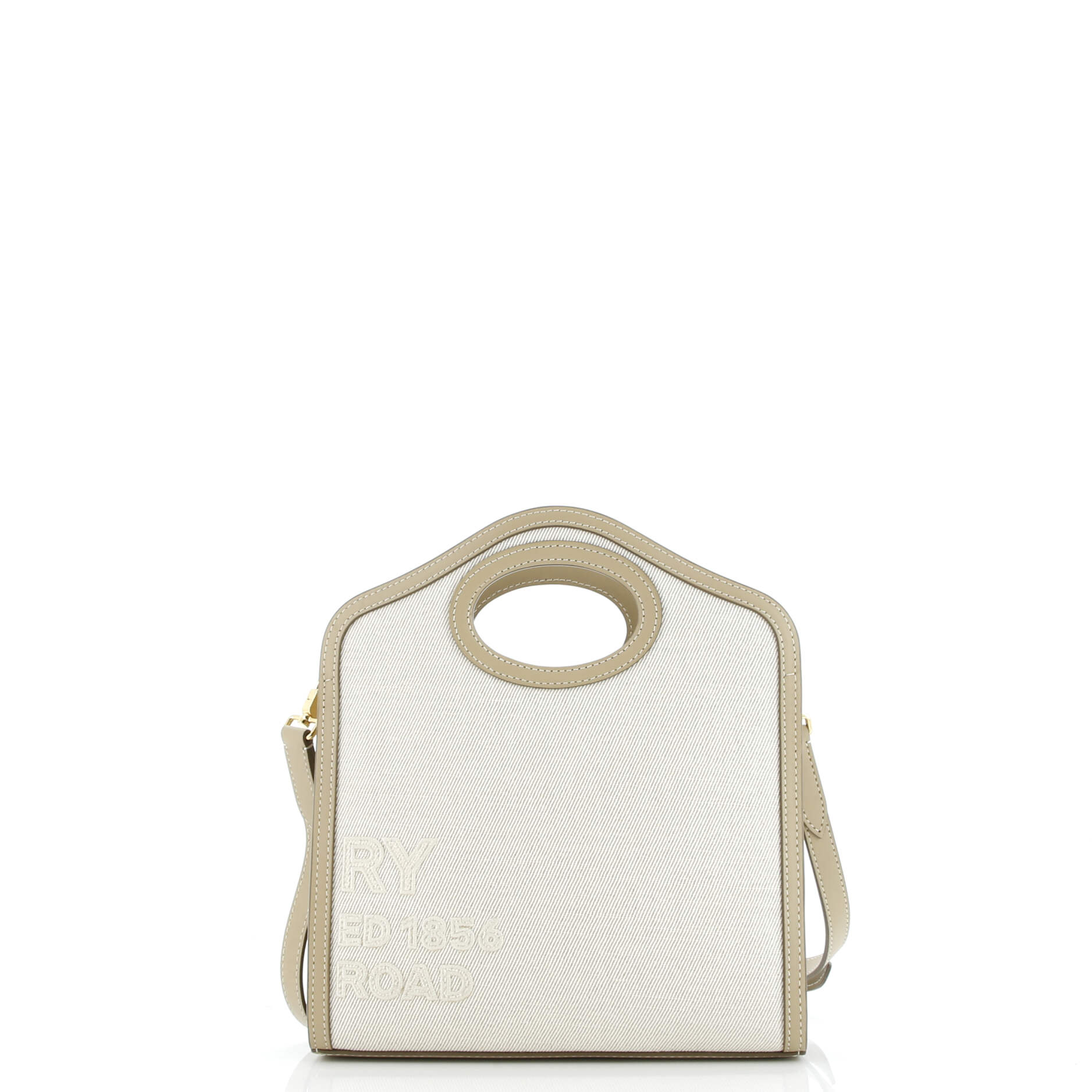 Pre-Loved Burberry Logo Pocket Tote Canvas with Leather Mini - Image 3