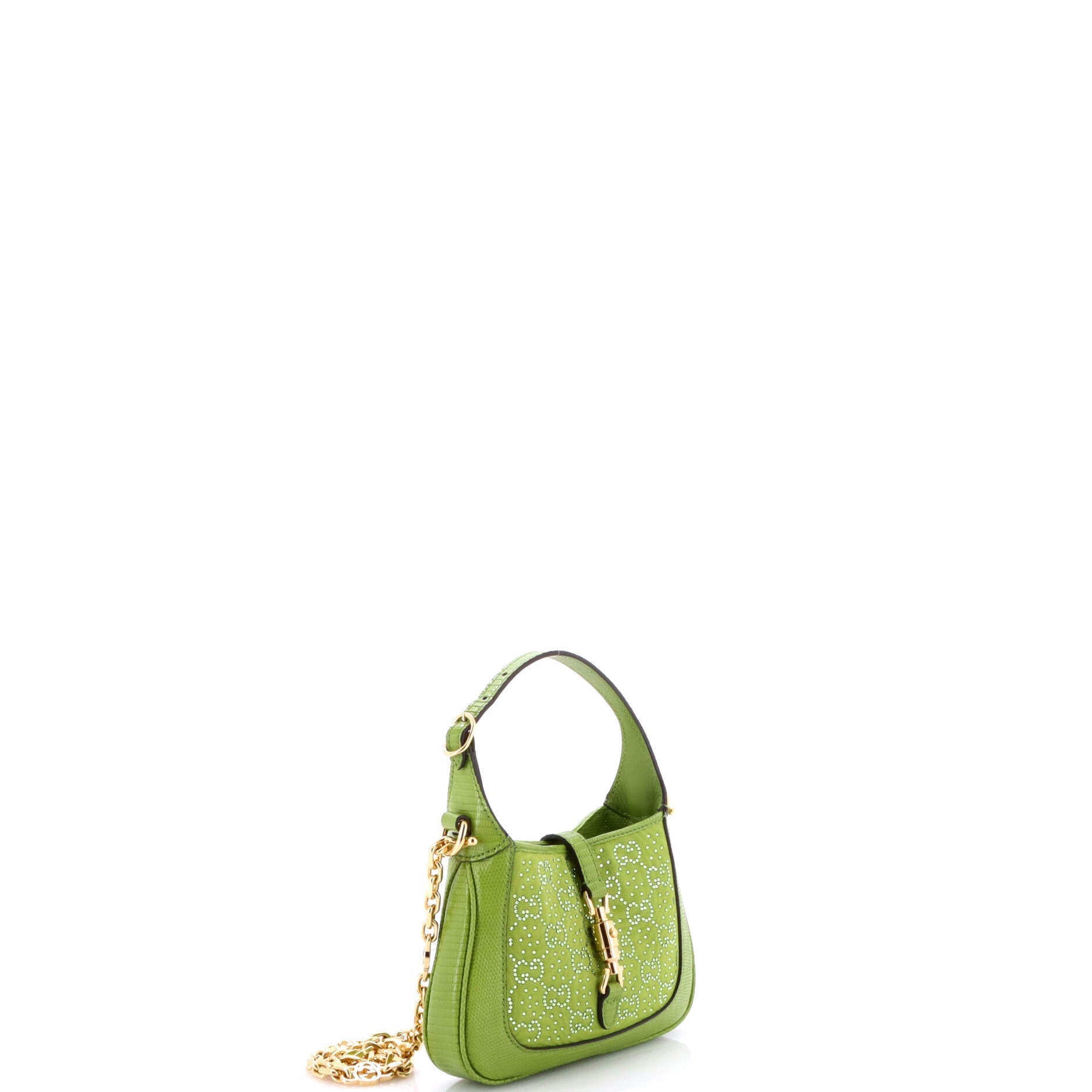 Pre-Loved Gucci Jackie 1961 Chain Hobo GG Embellished Canvas with Lizard Mini - Image 2