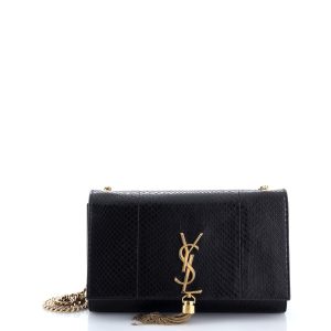 Pre-Loved Saint Laurent Classic Monogram Tassel Crossbody Bag Python Medium