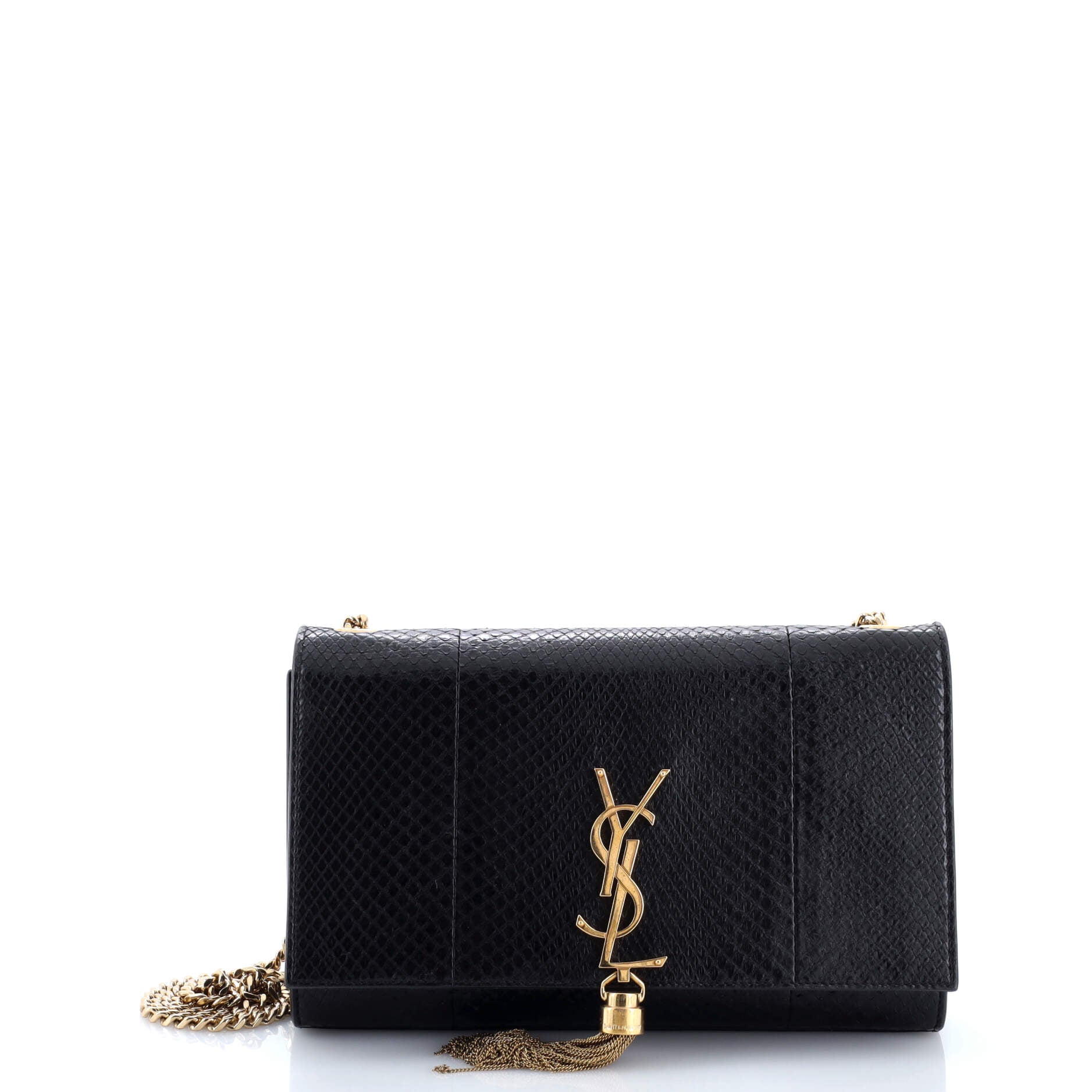 Pre-Loved Saint Laurent Classic Monogram Tassel Crossbody Bag Python Medium