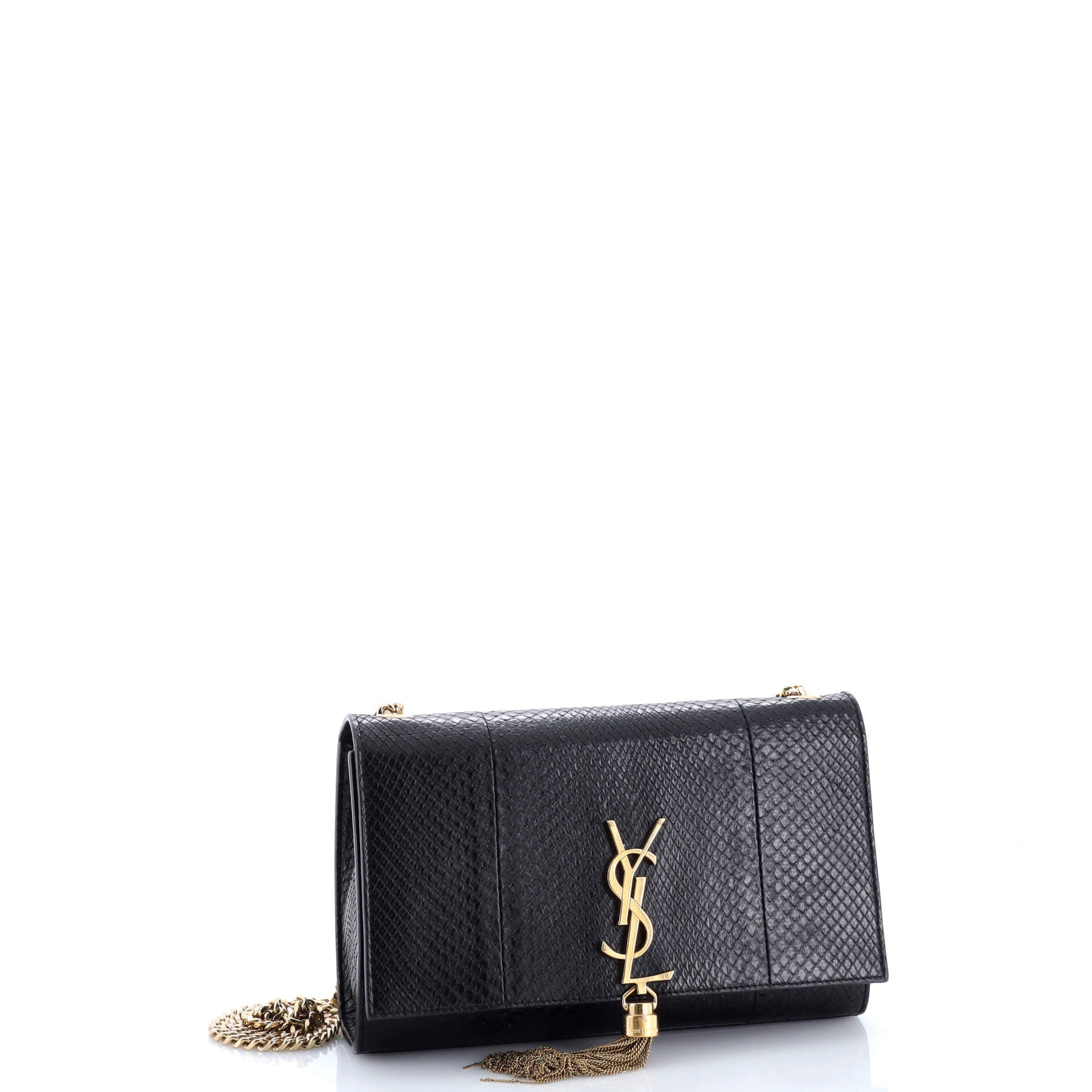 Pre-Loved Saint Laurent Classic Monogram Tassel Crossbody Bag Python Medium - Image 2
