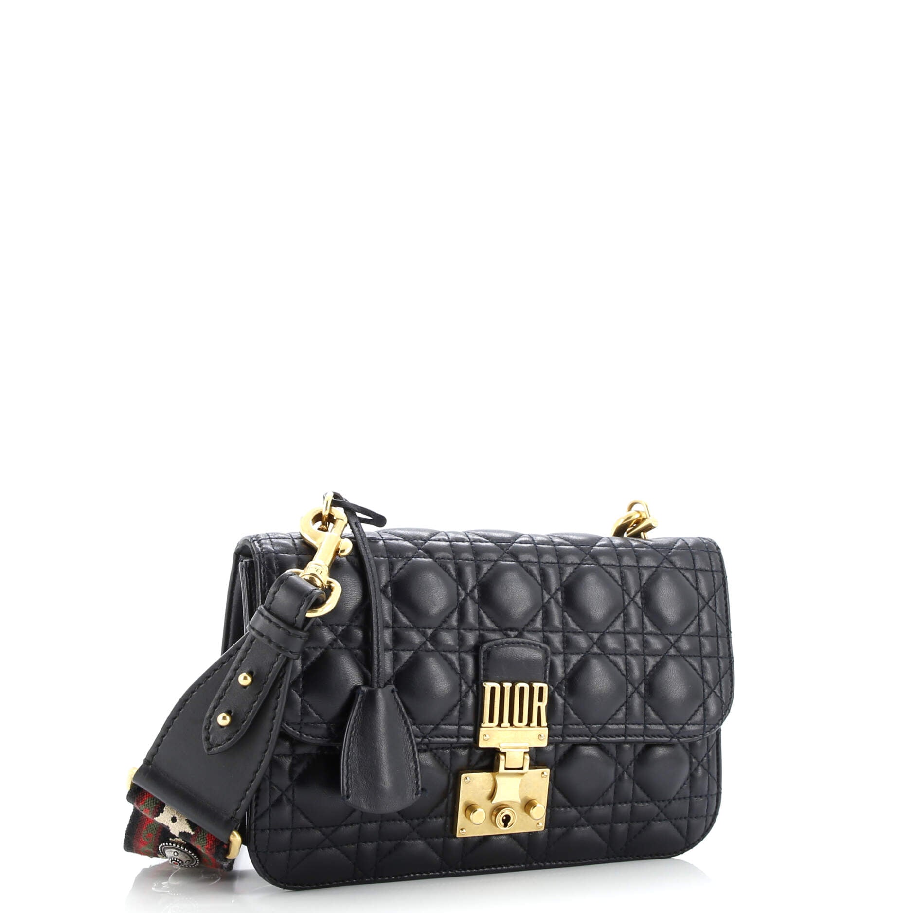 Pre-Loved Christian Dior Dioraddict Flap Bag with Strap Cannage Quilt Lambskin Medium - Image 3