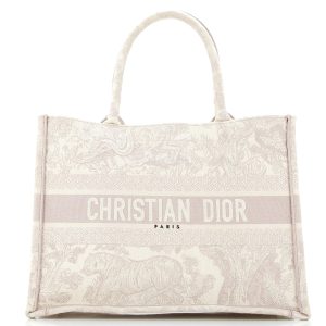 Pre-Loved Christian Dior Book Tote Embroidered Canvas Medium