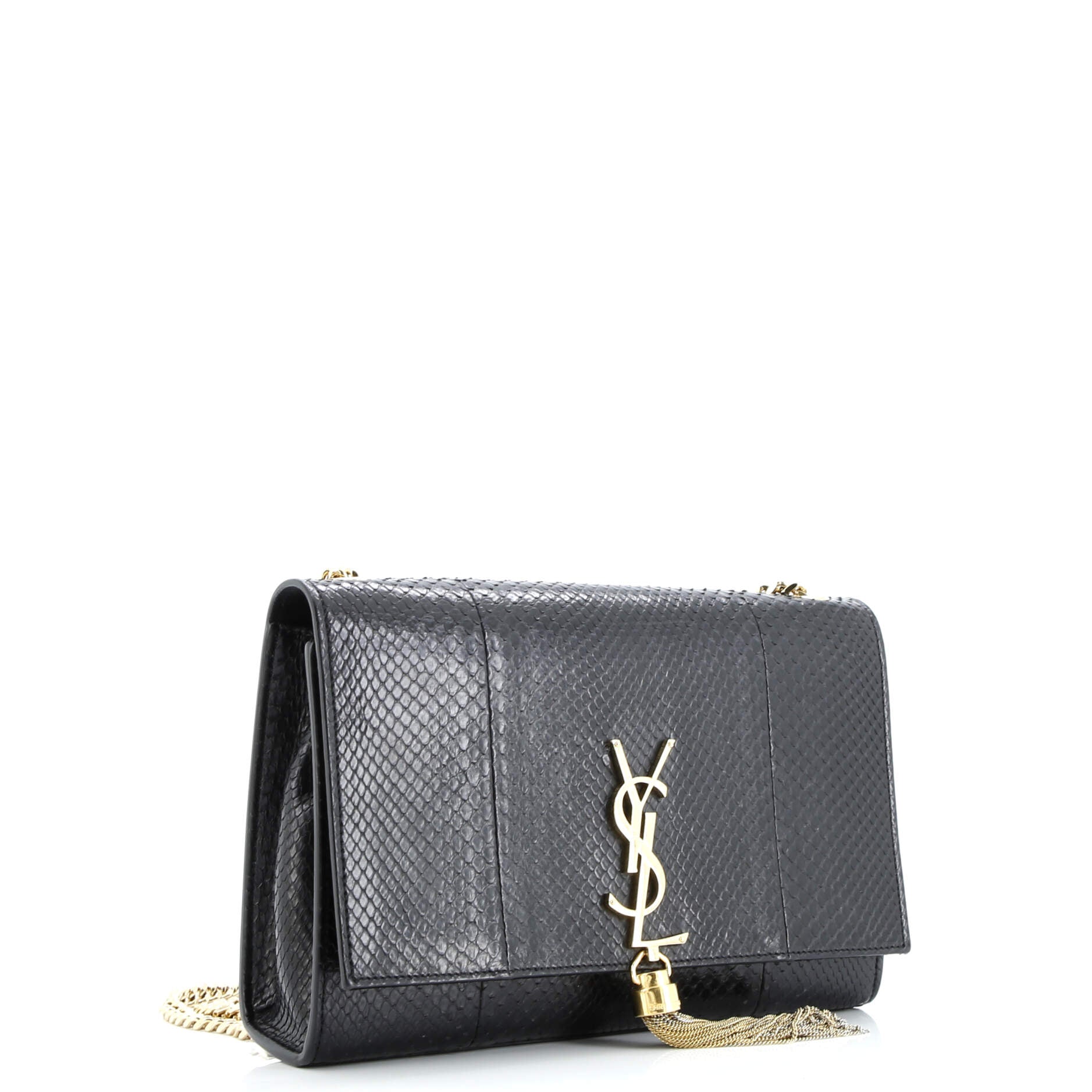 Pre-Loved Saint Laurent Classic Monogram Tassel Crossbody Bag Python Medium - Image 2