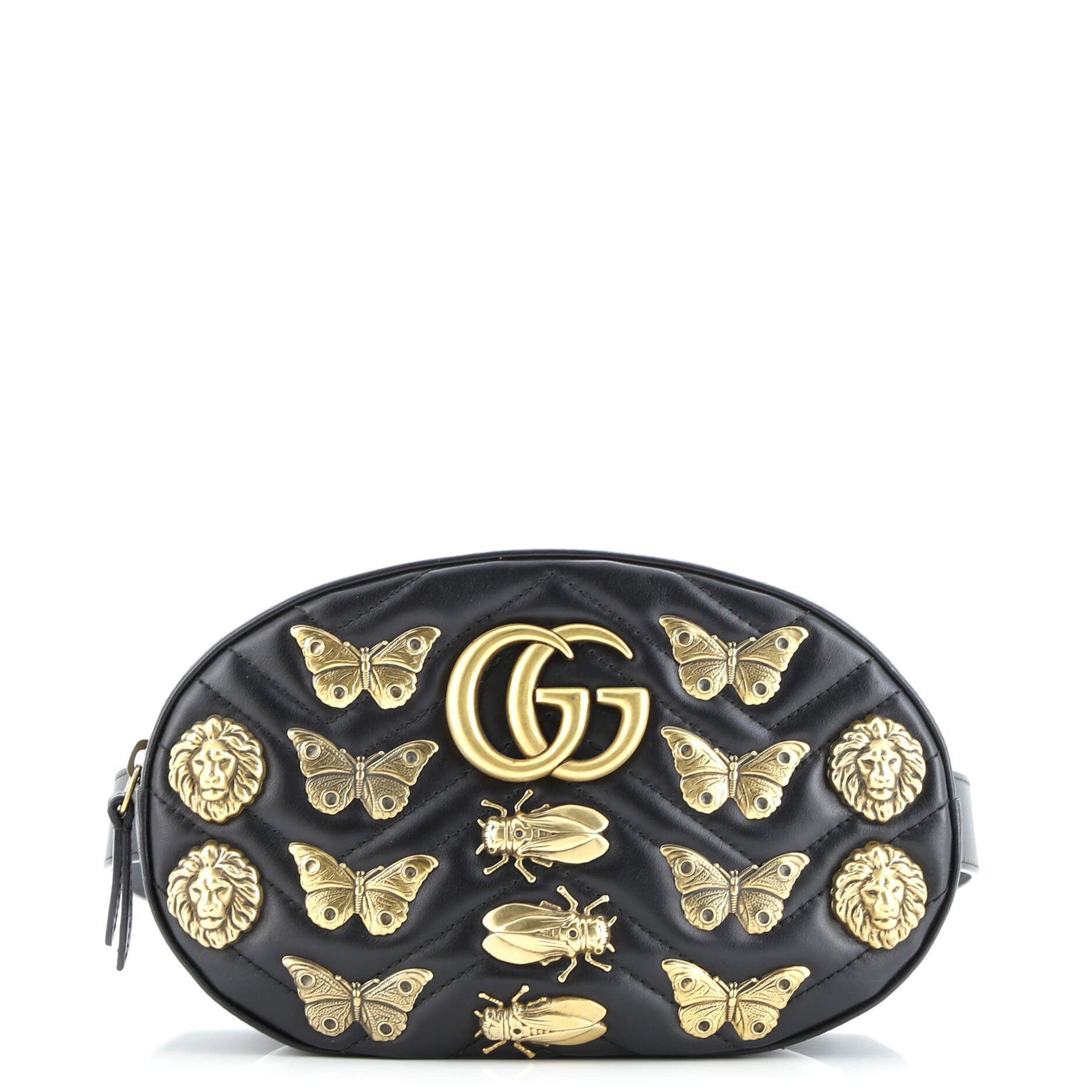 Pre-Loved Gucci GG Marmont Belt Bag Embellished Matelasse Leather