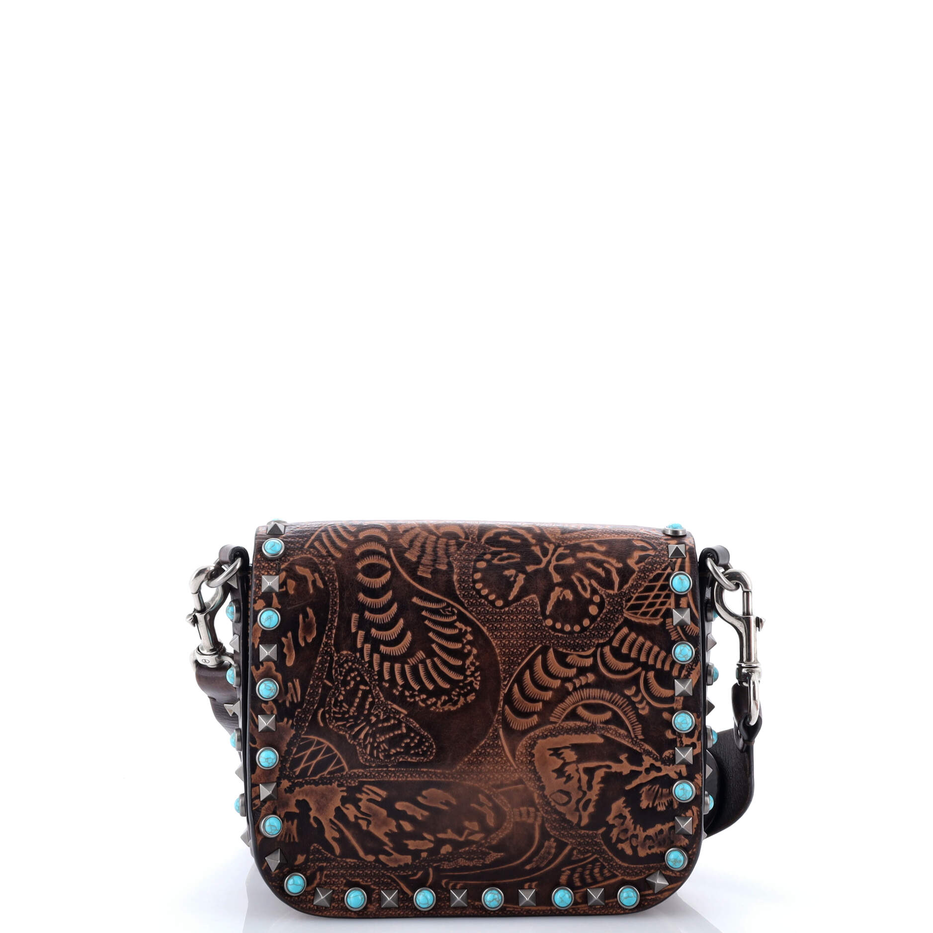 Pre-Loved Valentino Rolling Rockstud Crossbody Bag Santeria Embossed Leather with Cabochons Small - Image 3