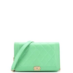 Pre-Loved Chanel Boy Wallet on Chain Quilted Lambskin