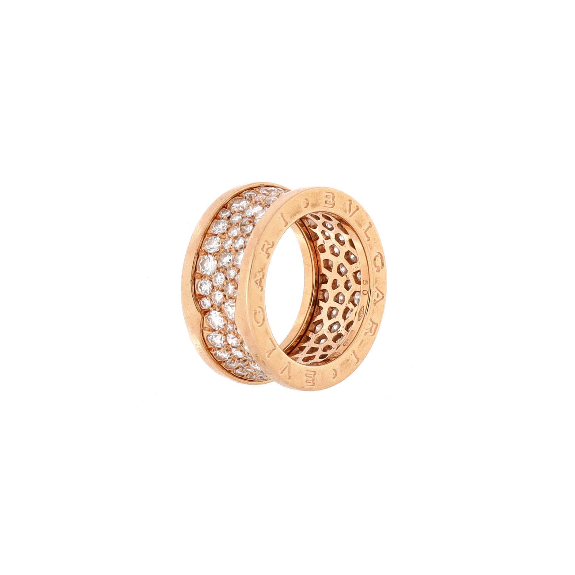 Pre-Loved Bvlgari B.Zero1 Ring 18K Rose Gold with Pave Diamonds - Image 4
