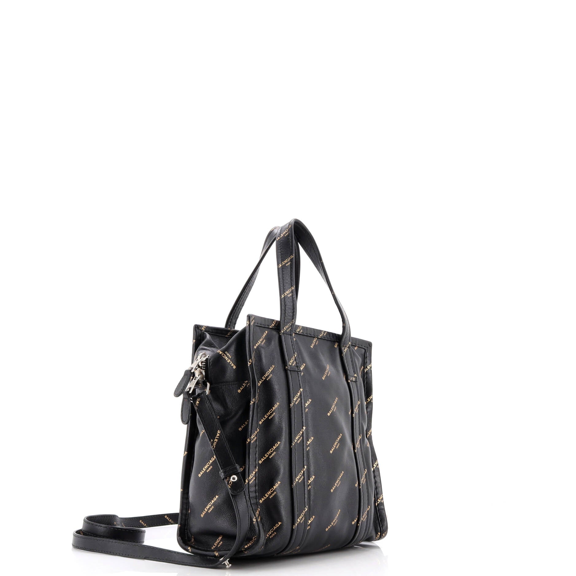 Pre-Loved Balenciaga Bazar Logo Convertible Tote Printed Leather XS - Image 2