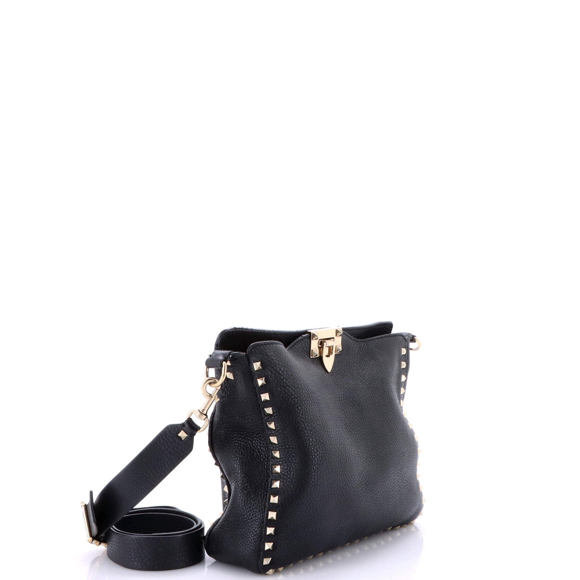 Pre-Loved Valentino Rockstud Flip Lock Messenger Bag Leather Small - Image 2