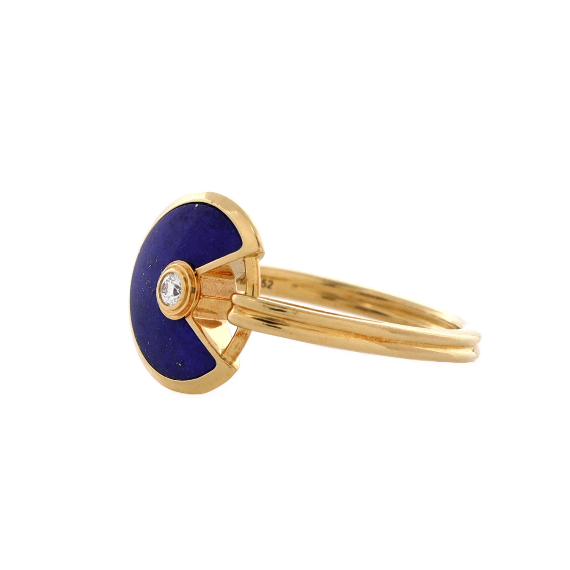 Pre-Loved Cartier Amulette De Cartier Ring 18K Yellow Gold with Diamond and Lapis Lazuli - Image 2