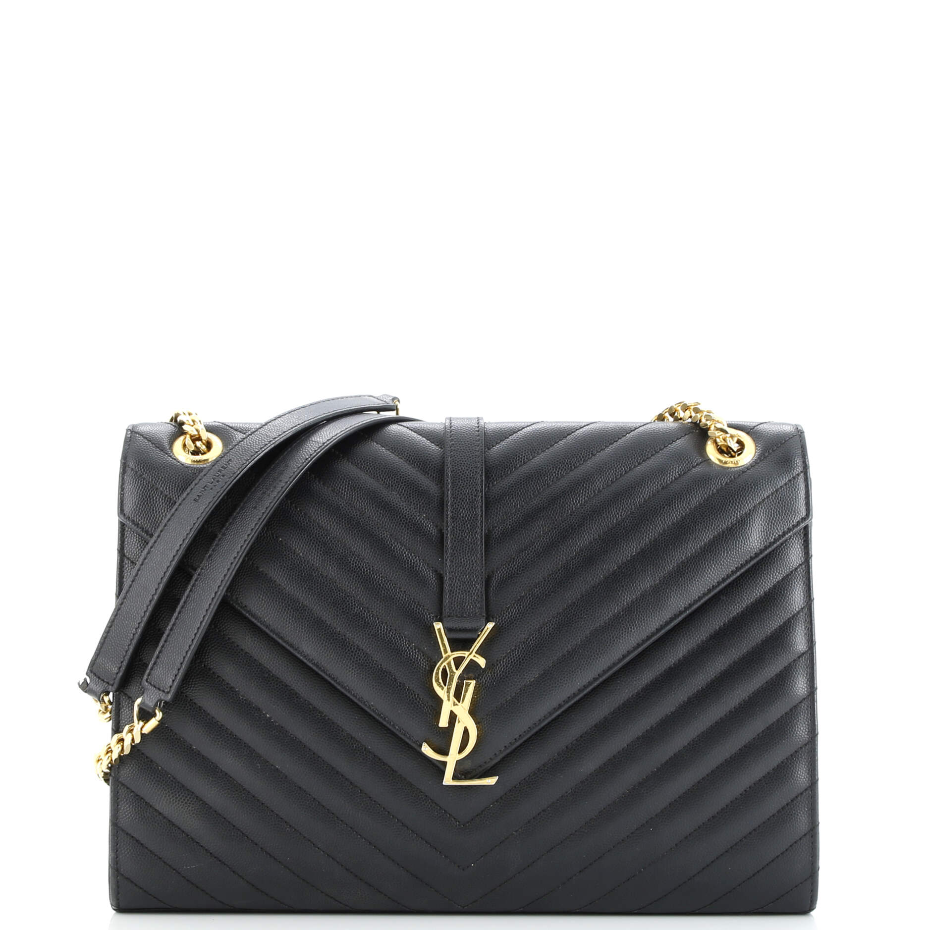 Pre-Loved Saint Laurent Classic Monogram Envelope Satchel Matelasse Chevron Leather Large