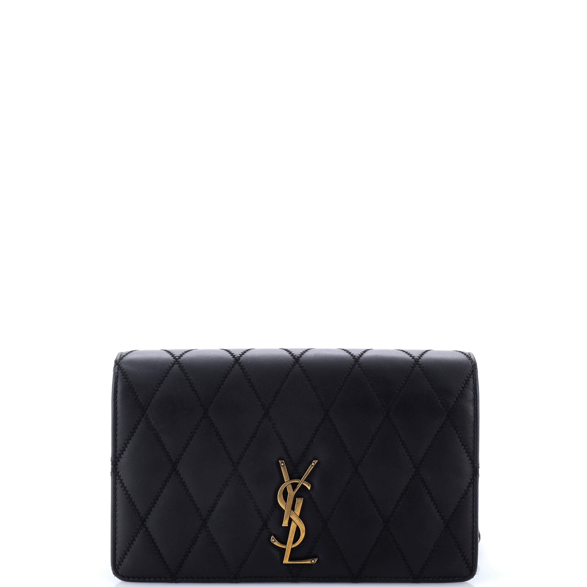 Pre-Loved Saint Laurent Angie Chain Shoulder Bag Quilted Leather Small