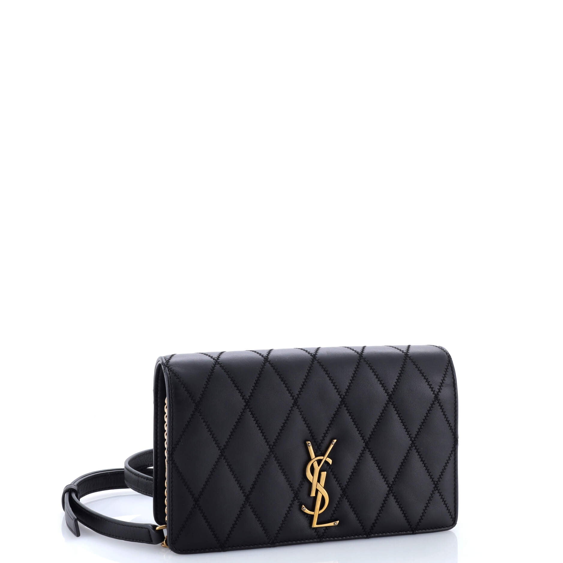 Pre-Loved Saint Laurent Angie Chain Shoulder Bag Quilted Leather Small - Image 2