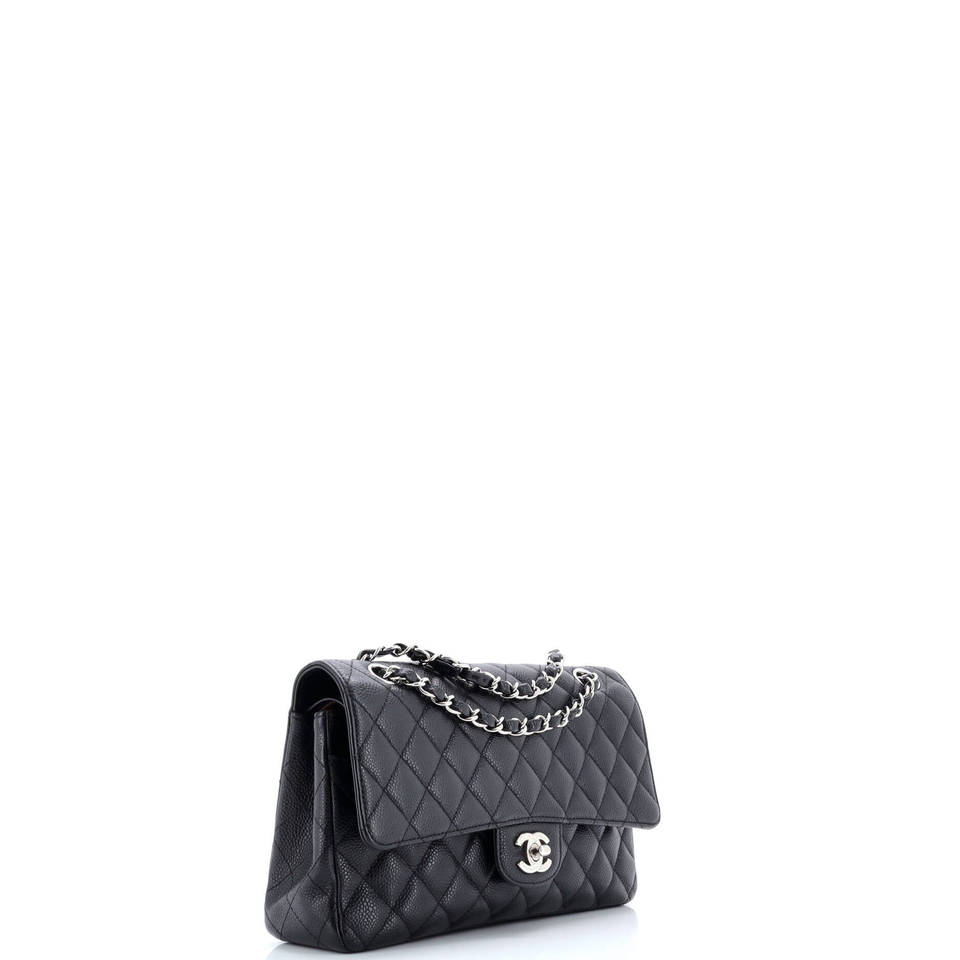 Pre-Loved Chanel Classic Double Flap Bag Quilted Caviar Medium - Image 2