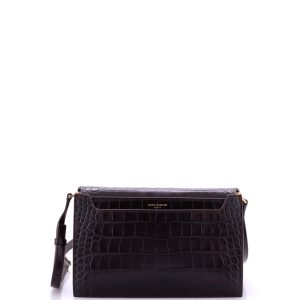 Pre-Loved Saint Laurent Catherine Crossbody Bag Crocodile Embossed Leather
