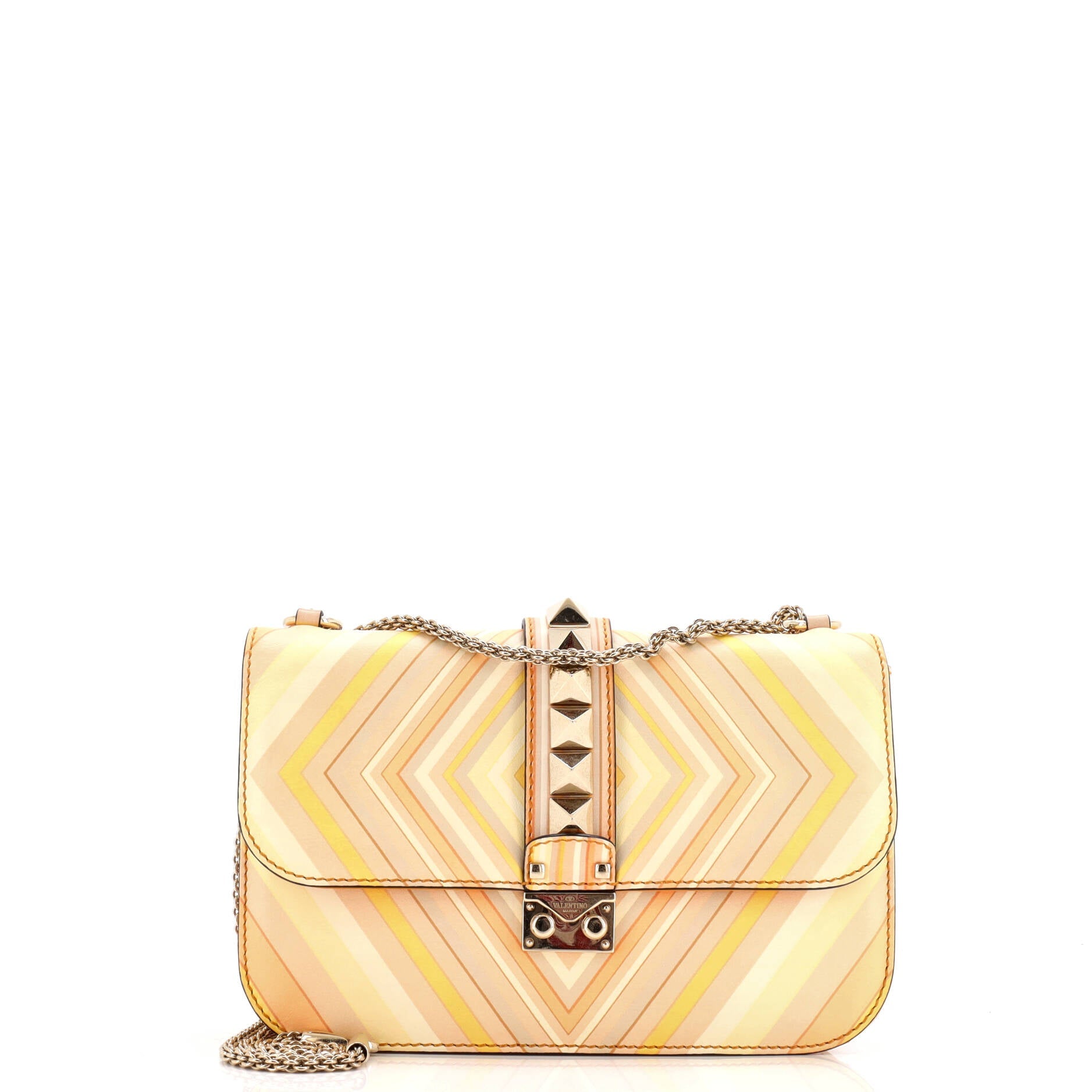 Pre-Loved Valentino 1973 Glam Lock Shoulder Bag Striped Leather Medium