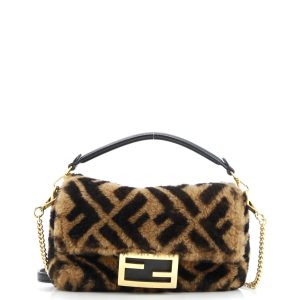 Pre-Loved Fendi Baguette NM Bag Zucca Shearling Mini