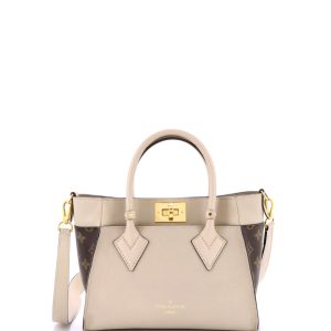 Pre-Loved Louis Vuitton On My Side Tote Leather with Monogram Canvas PM