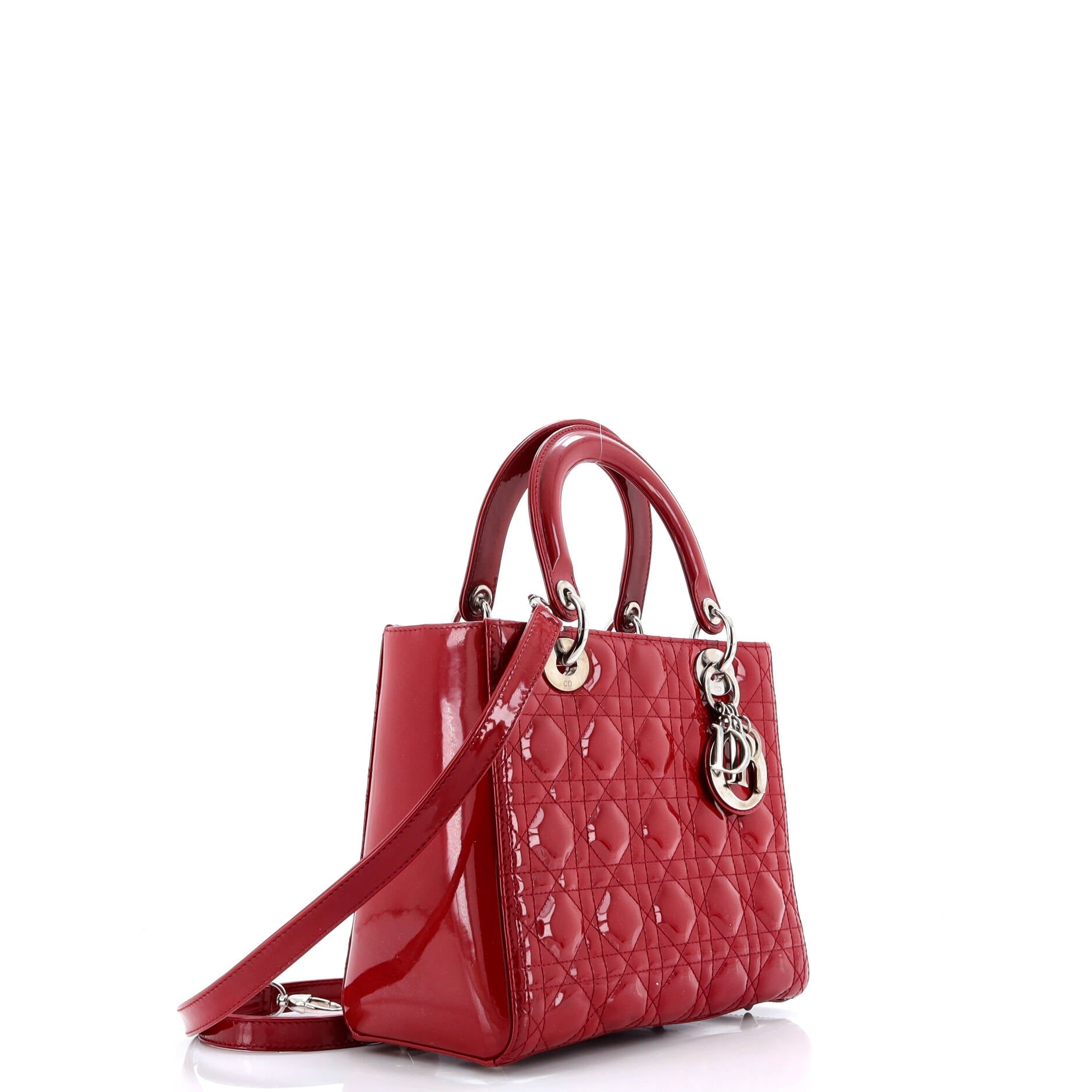 Pre-Loved Christian Dior Lady Dior Bag Cannage Quilt Patent Medium - Image 2