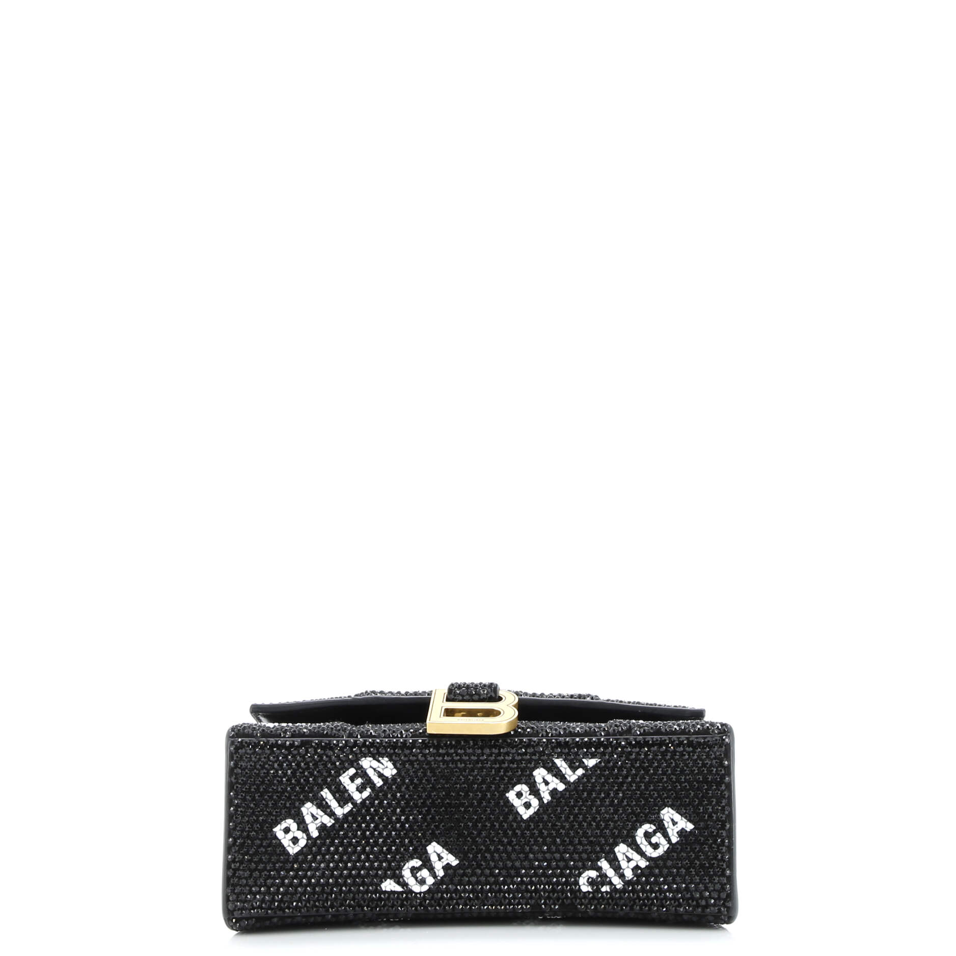 Pre-Loved Balenciaga Hourglass Top Handle Bag Suede and Allover Logo Crystals XS - Image 4