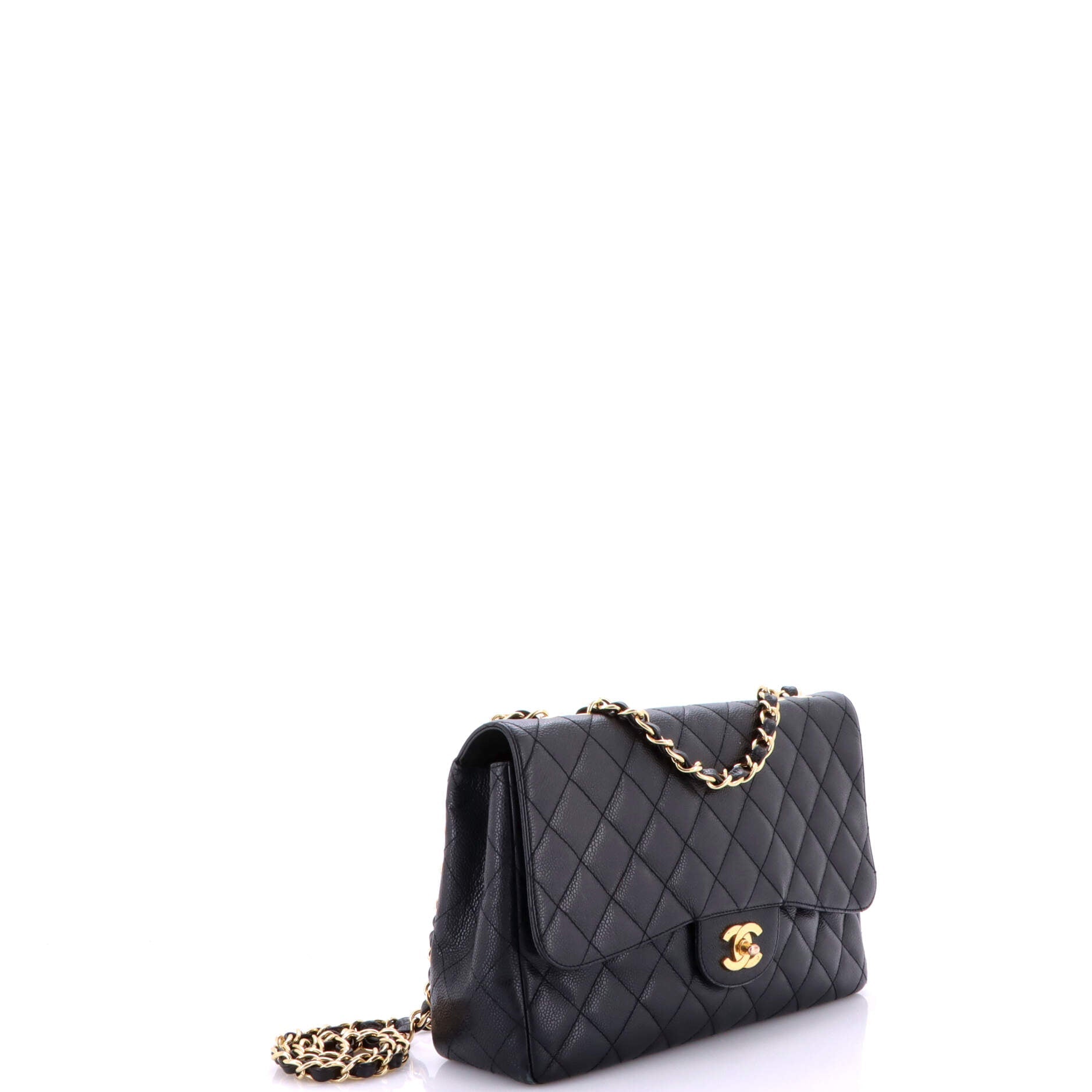 Pre-Loved Chanel Classic Double Flap Bag Quilted Caviar Jumbo - Image 3