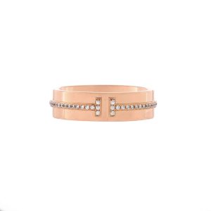 Pre-Loved Tiffany T Two Ring 18K Rose Gold and Diamonds Wide