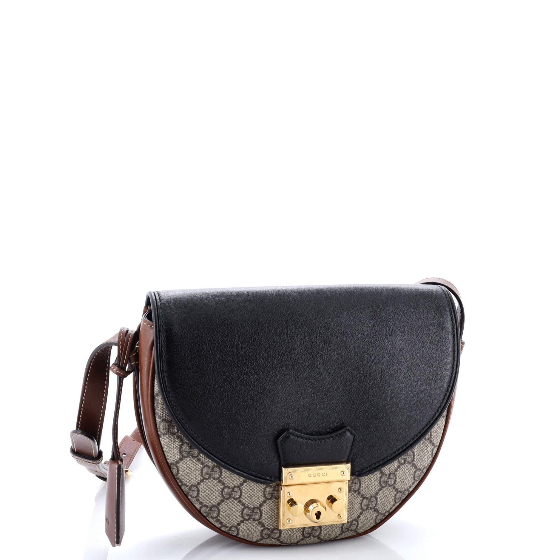 Pre-Loved Gucci Padlock Saddle Shoulder Bag GG Coated Canvas and Leather Small - Image 2
