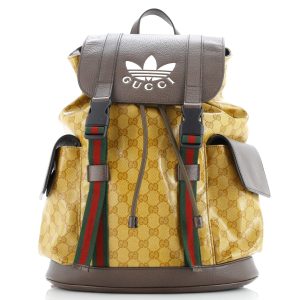Pre-Loved Gucci x adidas Double Pocket Buckle Backpack GG Coated Canvas Medium