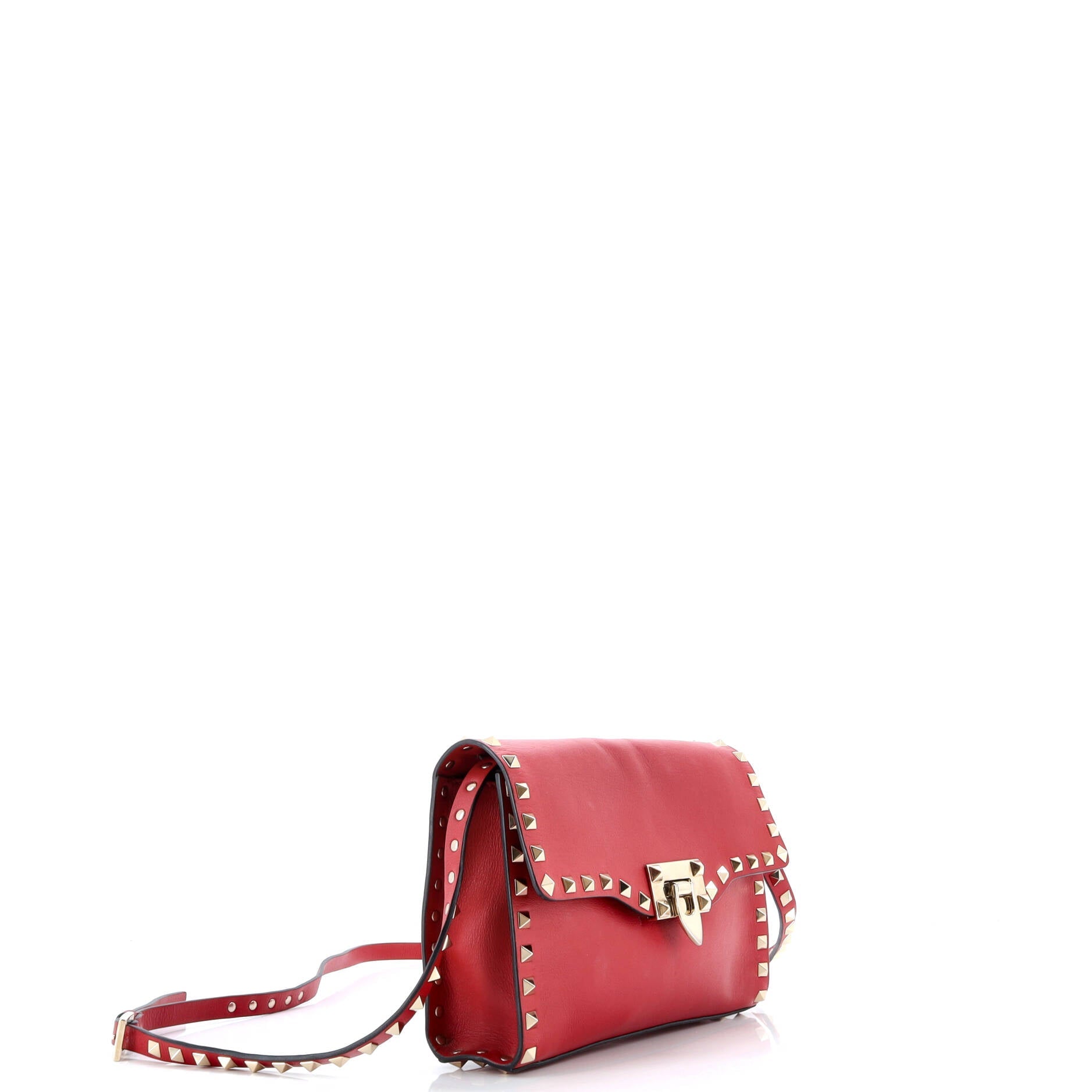 Pre-Loved Valentino Rockstud Flip Lock Flap Bag Leather Medium - Image 2