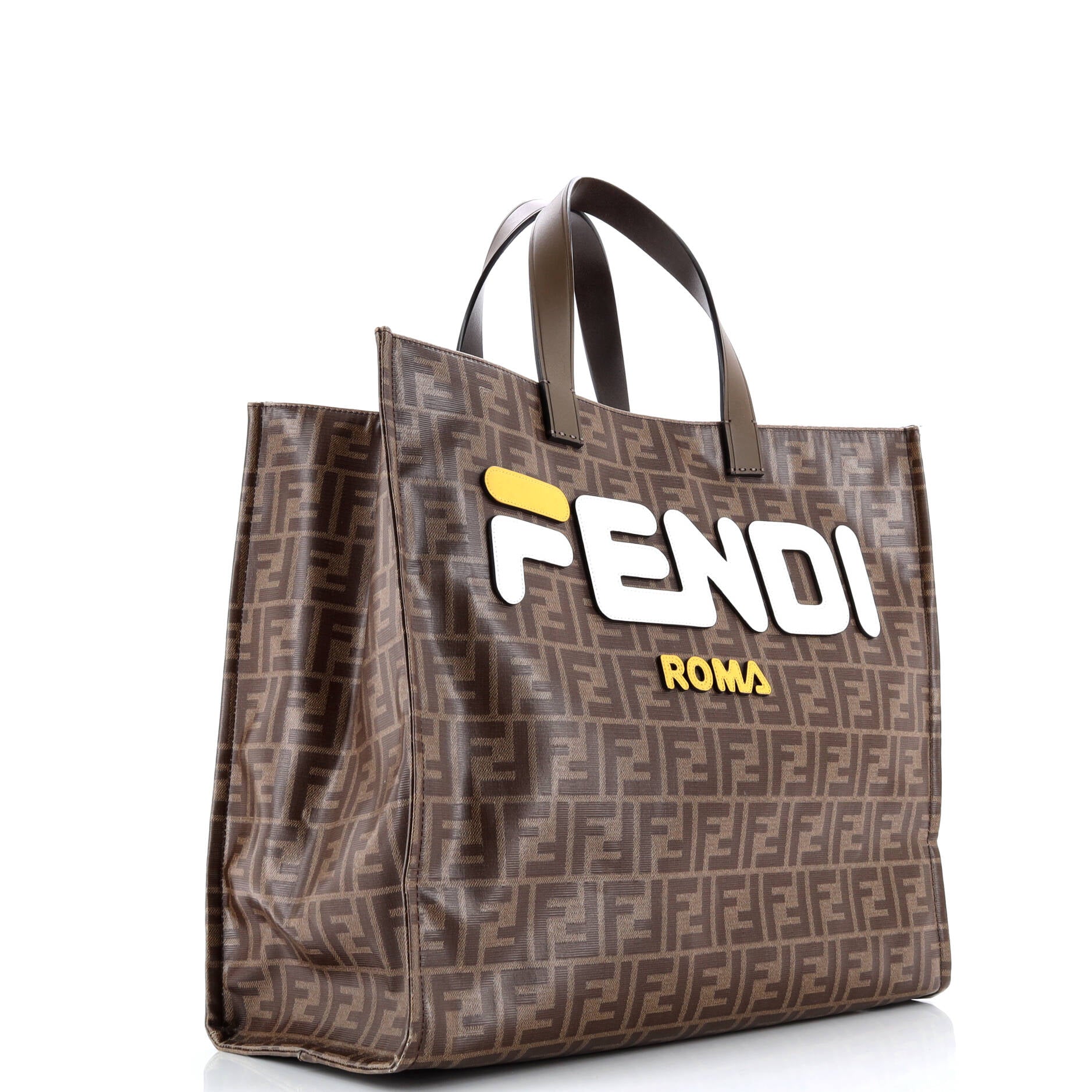 Pre-Loved Fendi Mania Logo Shopper Tote Zucca Coated Canvas Large - Image 2