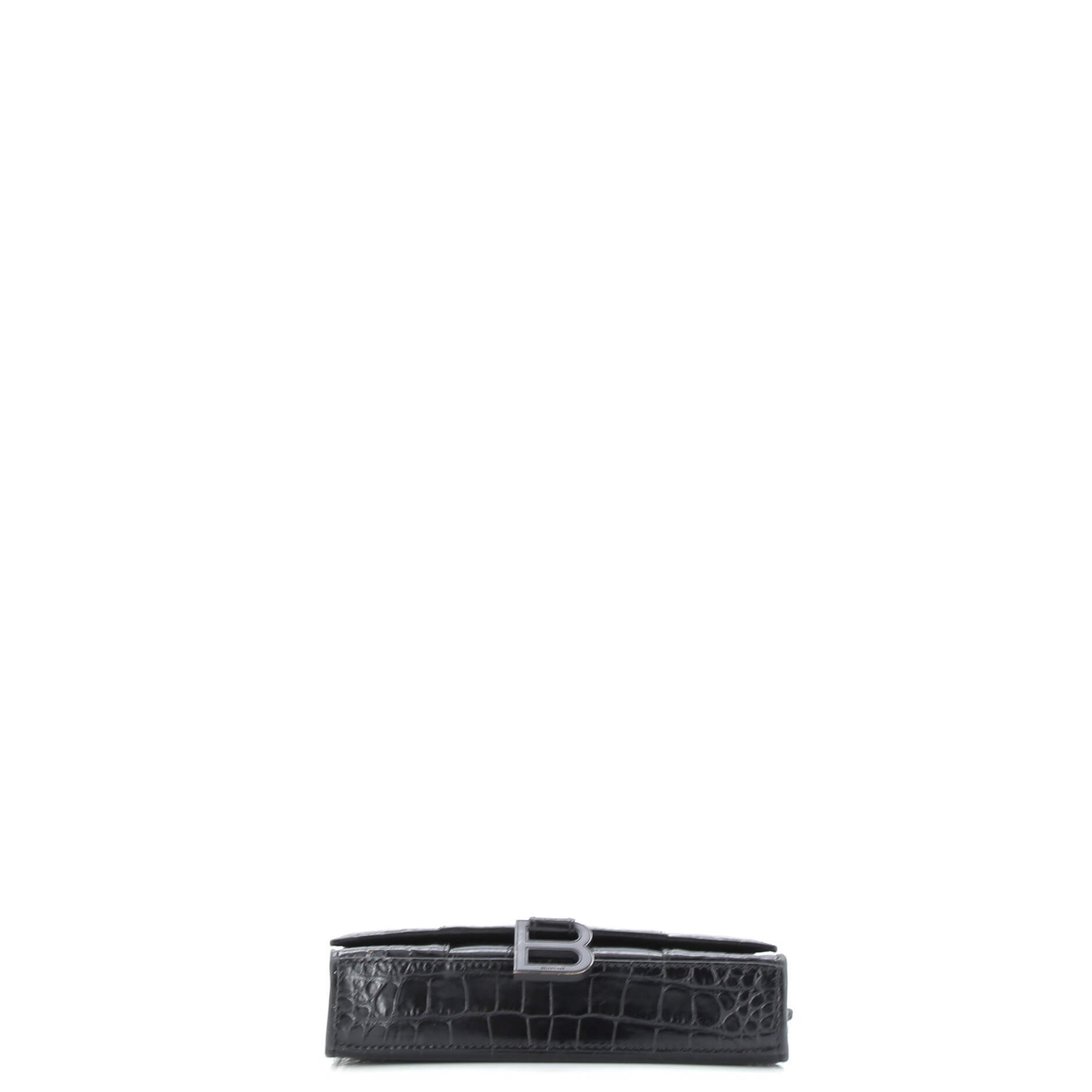 Pre-Loved Balenciaga Hourglass Crossbody Bag Crocodile Embossed Leather XS - Image 4