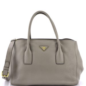 Pre-Loved Prada Convertible Shopping Tote Vitello Daino Medium