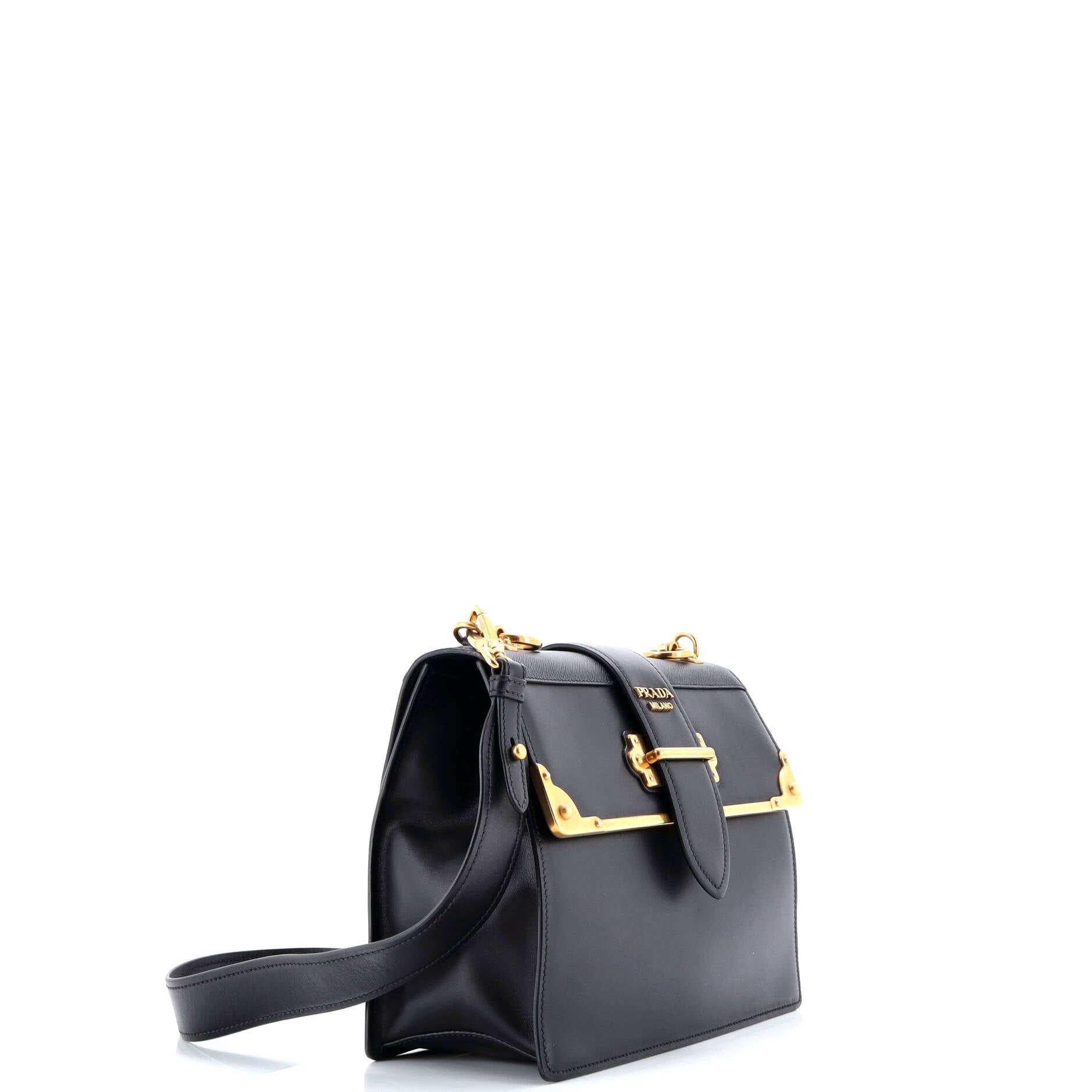 Pre-Loved Prada Cahier Crossbody Bag Leather and Saffiano Leather Large - Image 2