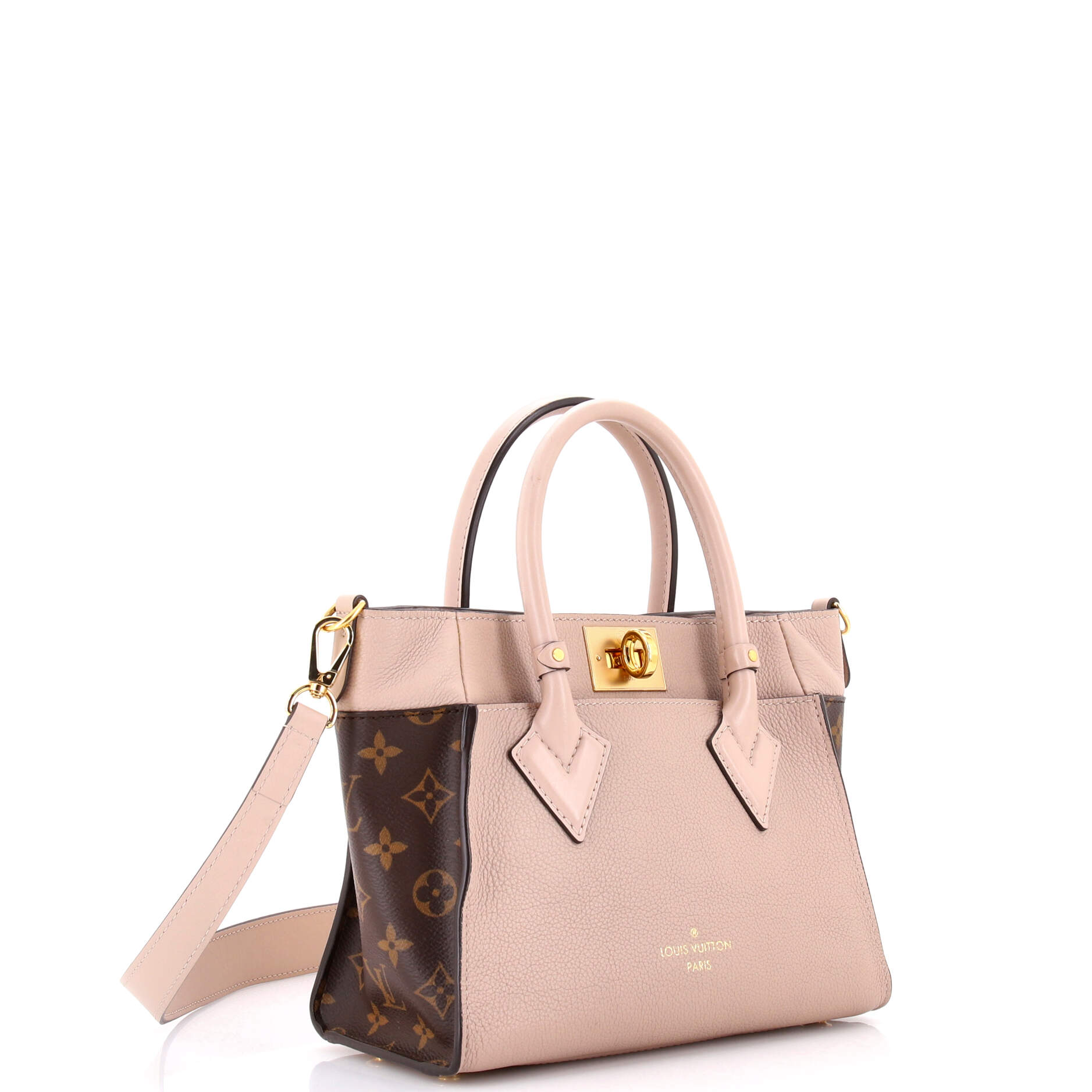 Pre-Loved Louis Vuitton On My Side Tote Leather with Monogram Canvas PM - Image 2