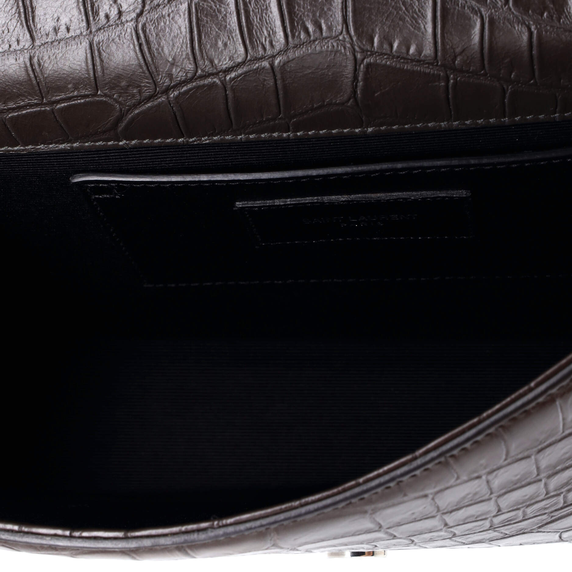 Pre-Loved Saint Laurent Classic Monogram Tassel Crossbody Bag Crocodile Embossed Leather Medium - Image 5