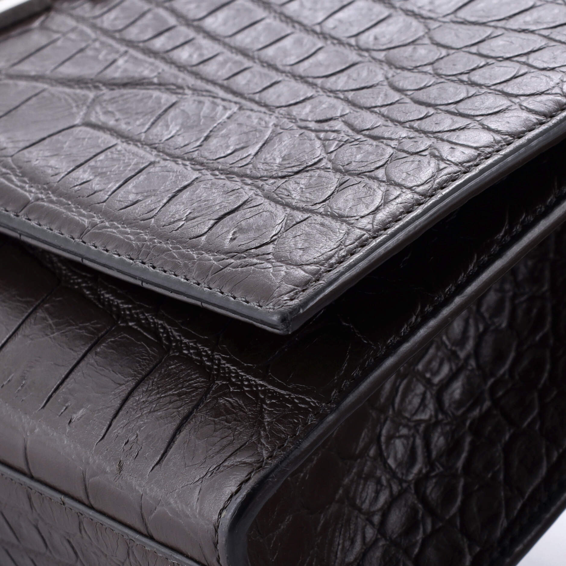 Pre-Loved Saint Laurent Classic Monogram Tassel Crossbody Bag Crocodile Embossed Leather Medium - Image 6