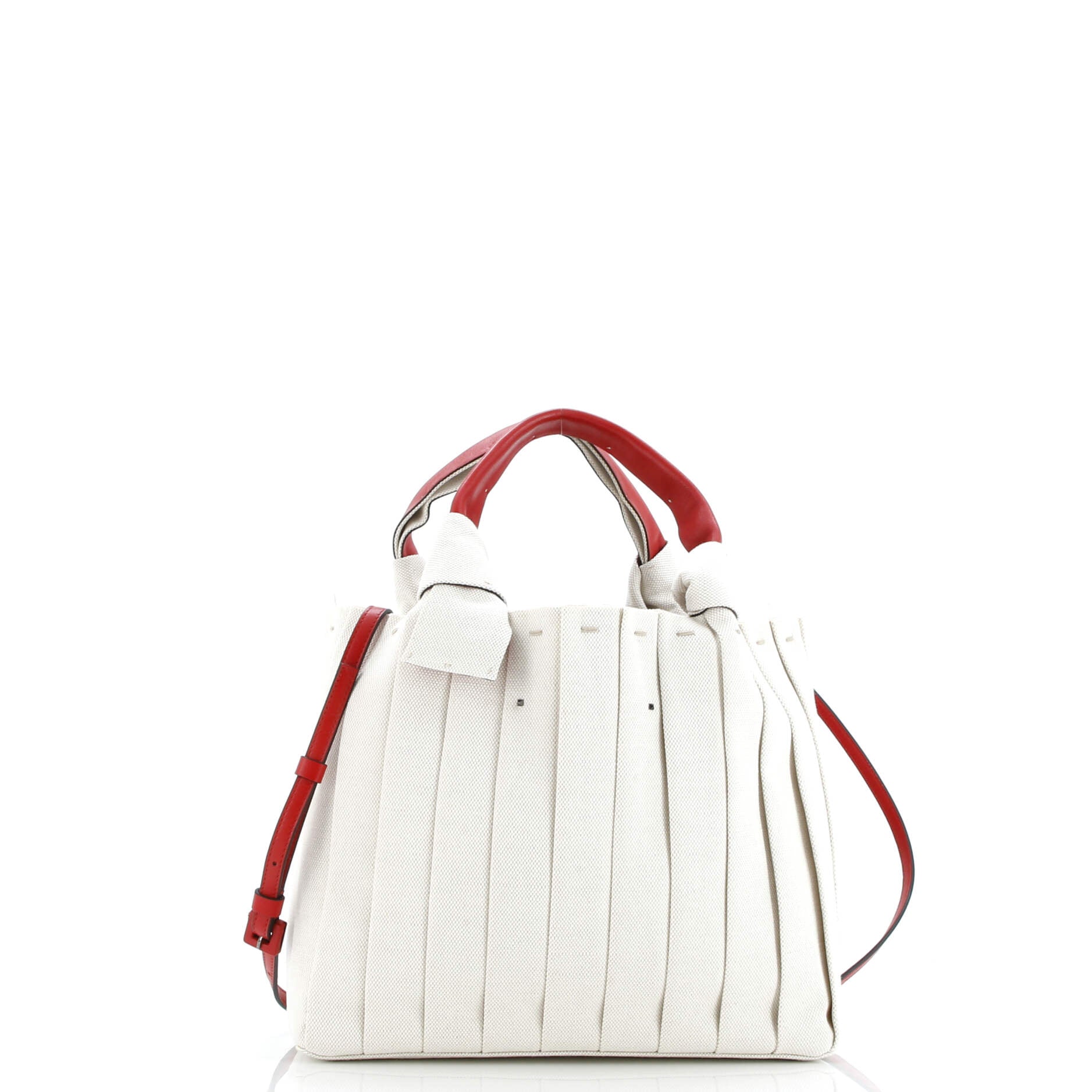 Pre-Loved Valentino Atelier 05 Tote Pleated Canvas Medium - Image 4