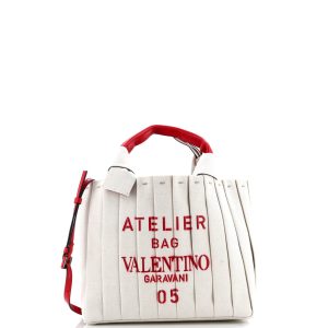 Pre-Loved Valentino Atelier 05 Tote Pleated Canvas Medium
