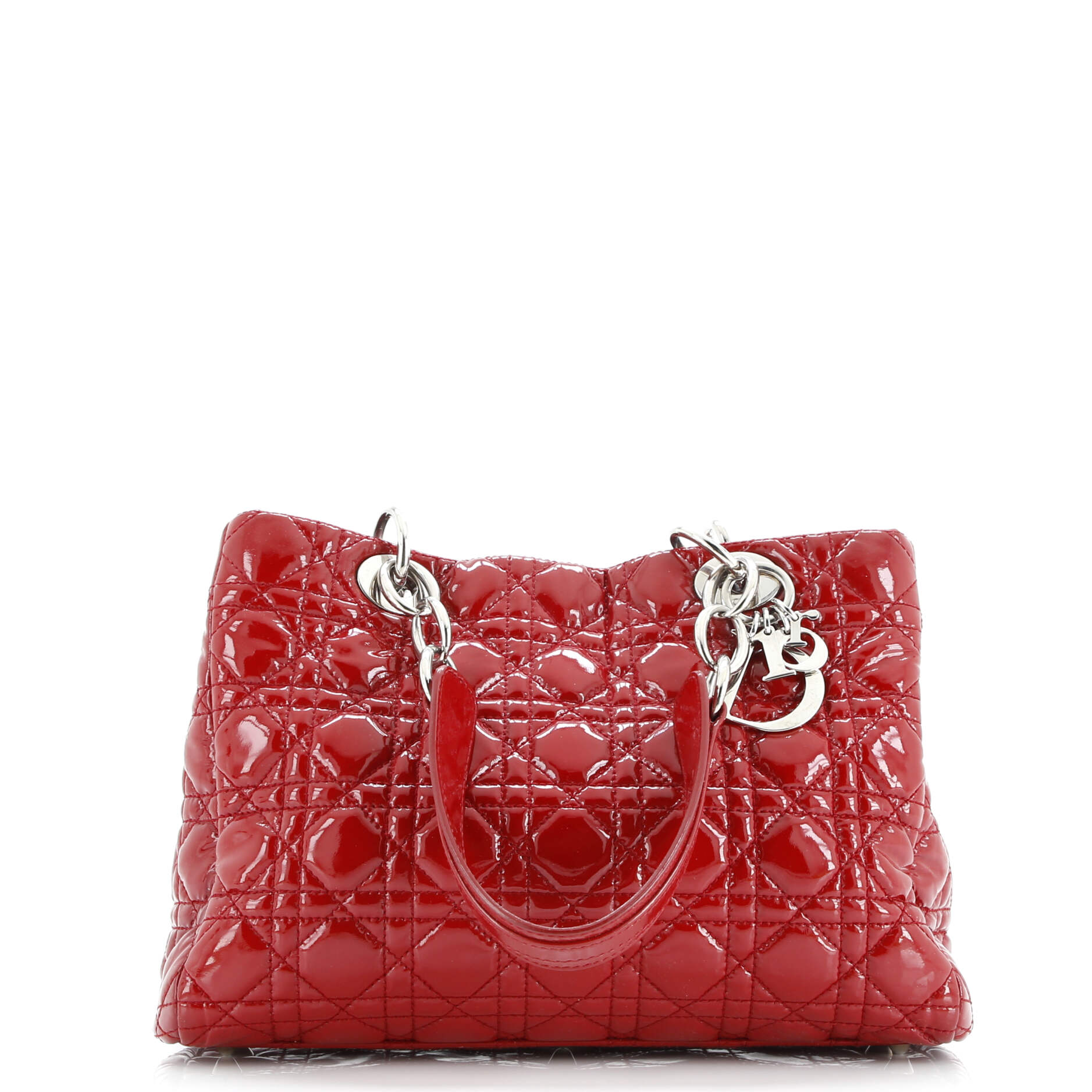 Pre-Loved Christian Dior Soft Shopping Tote Cannage Quilt Patent Small