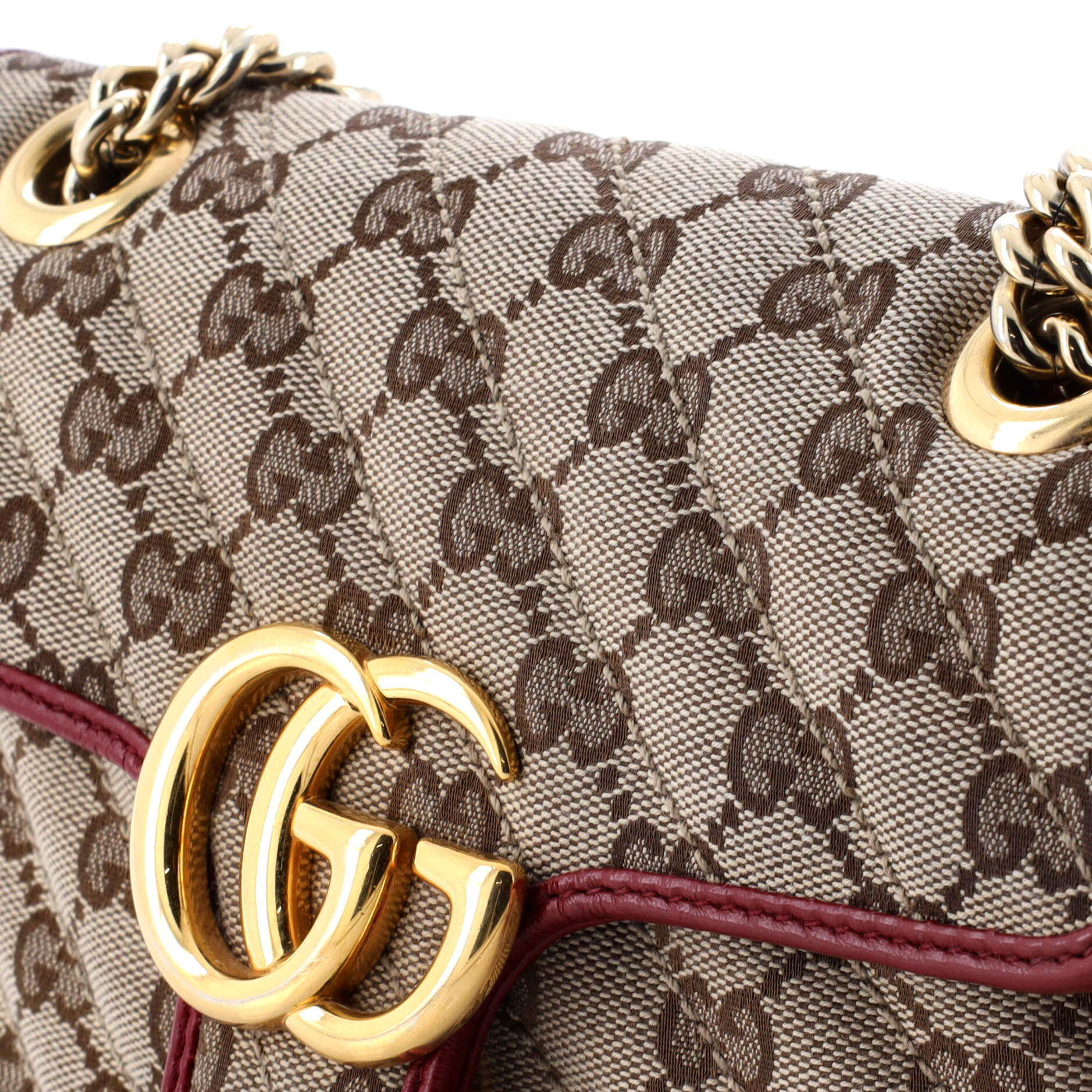 Pre-Loved Gucci GG Marmont Flap Bag Diagonal Quilted GG Canvas with Leather Mini - Image 12