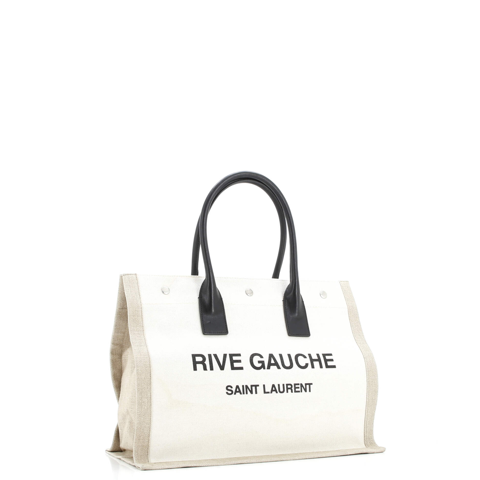 Pre-Loved Saint Laurent Rive Gauche Shopper Tote Canvas Small - Image 2