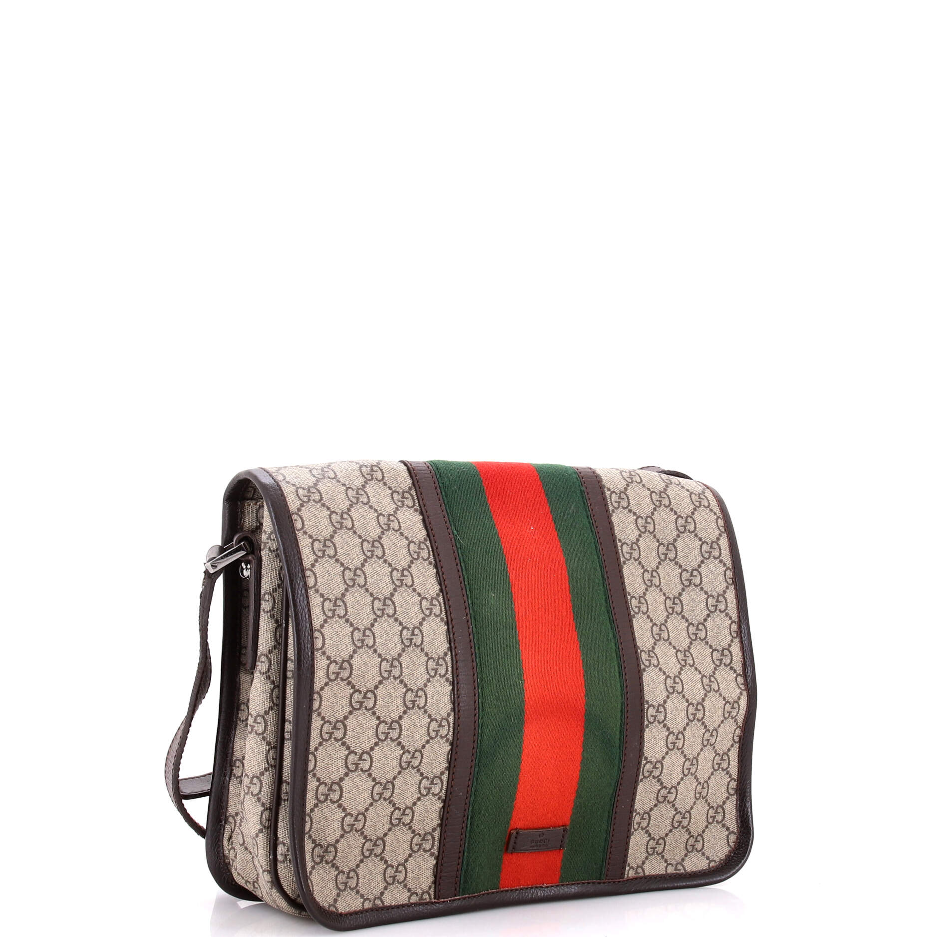 Pre-Loved Gucci Web Flap Messenger Bag GG Coated Canvas Medium - Image 2
